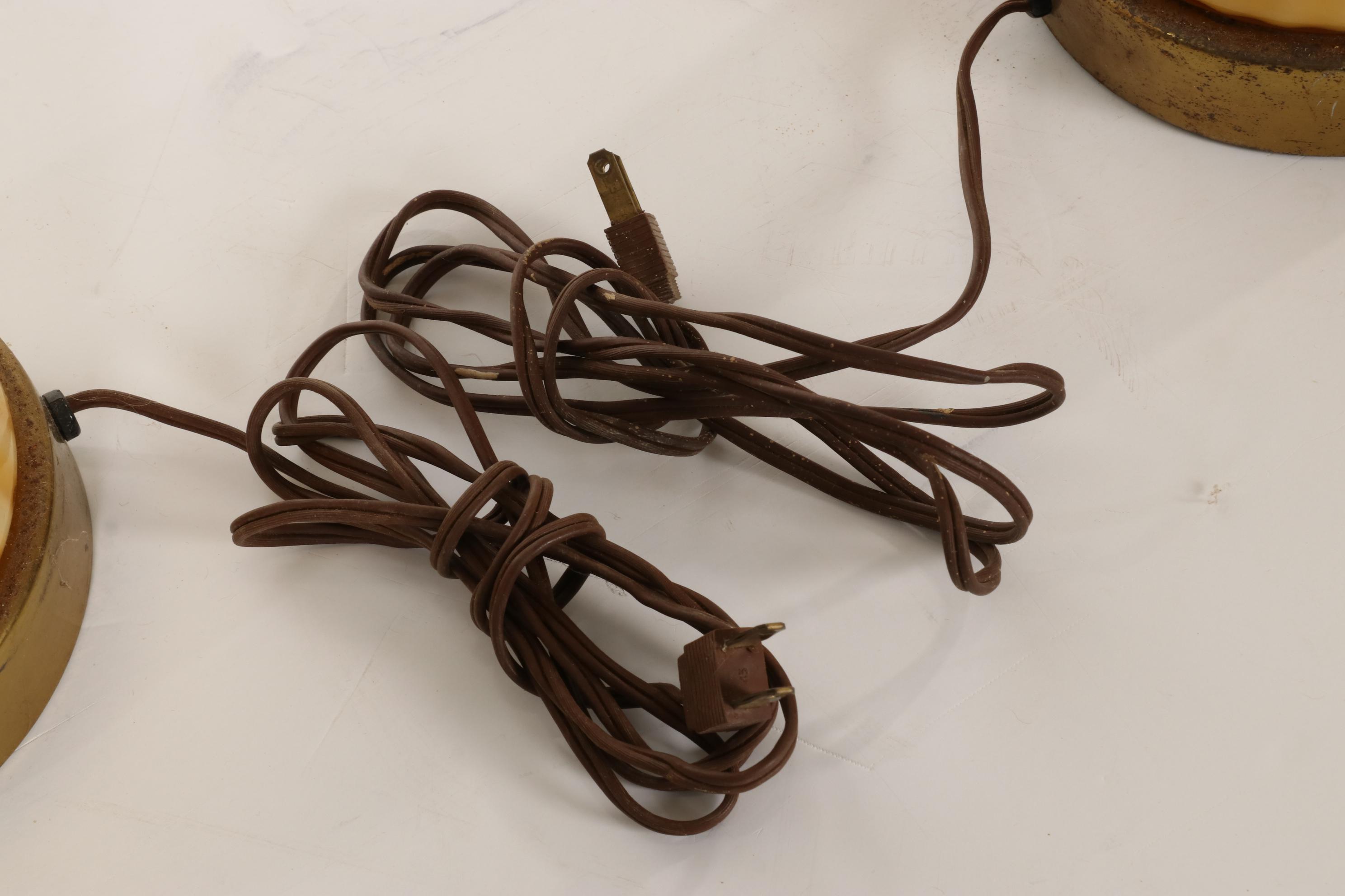 Pair of Mid Century Modern Ribbed Glass Table Lamps