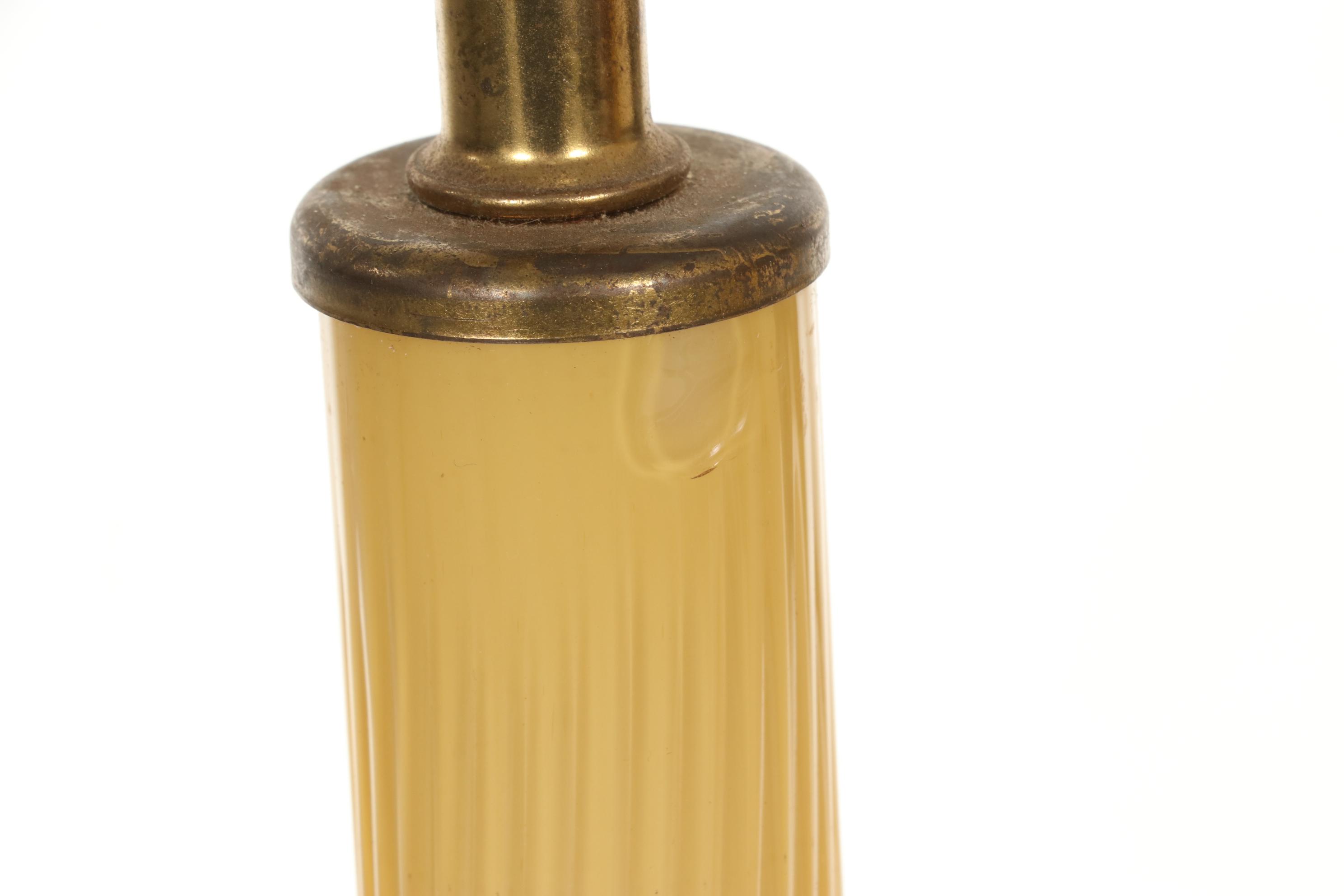 Pair of Mid Century Modern Ribbed Glass Table Lamps