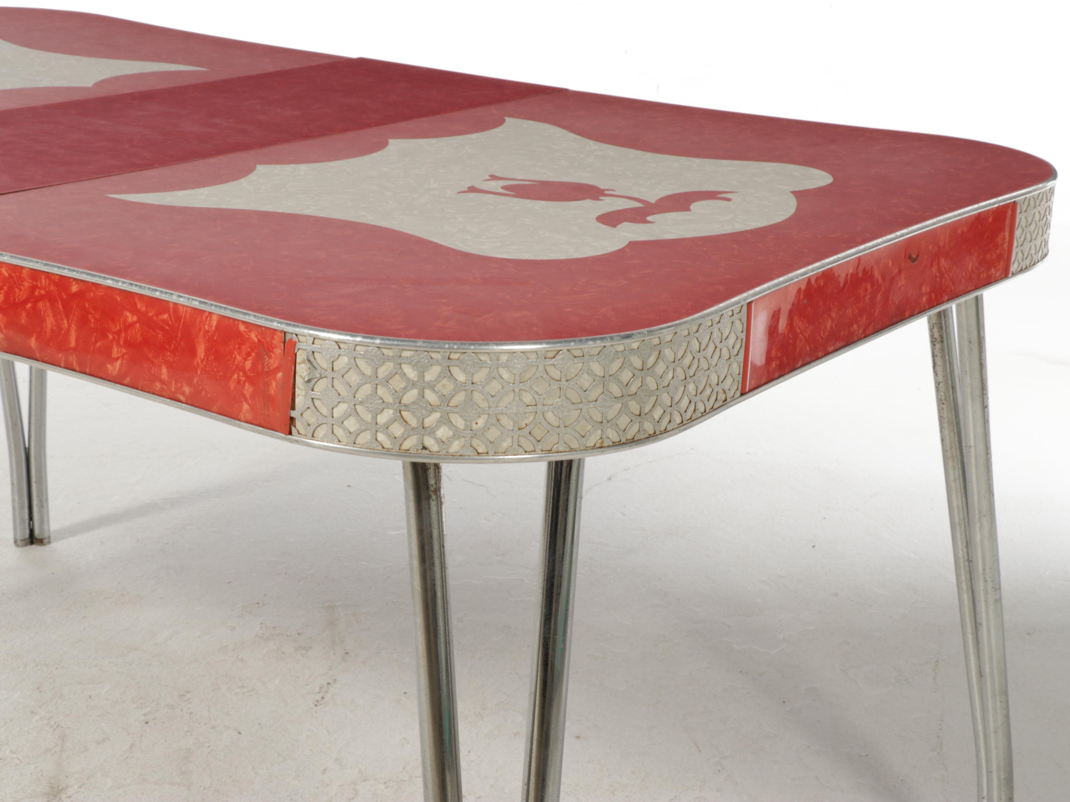 Mid Century Modern Chromed Metal and Laminate Top Kitchen Table