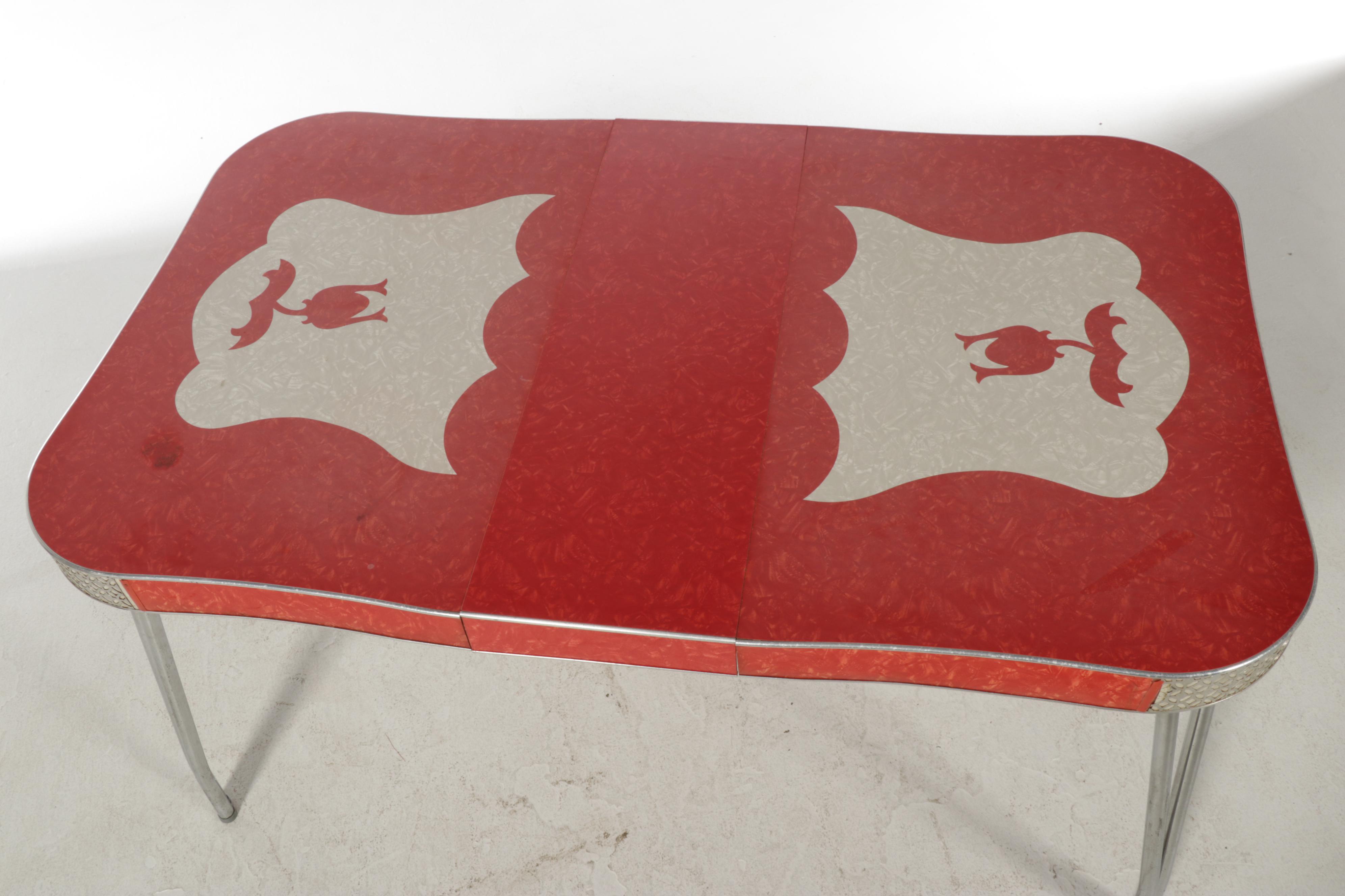 Mid Century Modern Chromed Metal and Laminate Top Kitchen Table