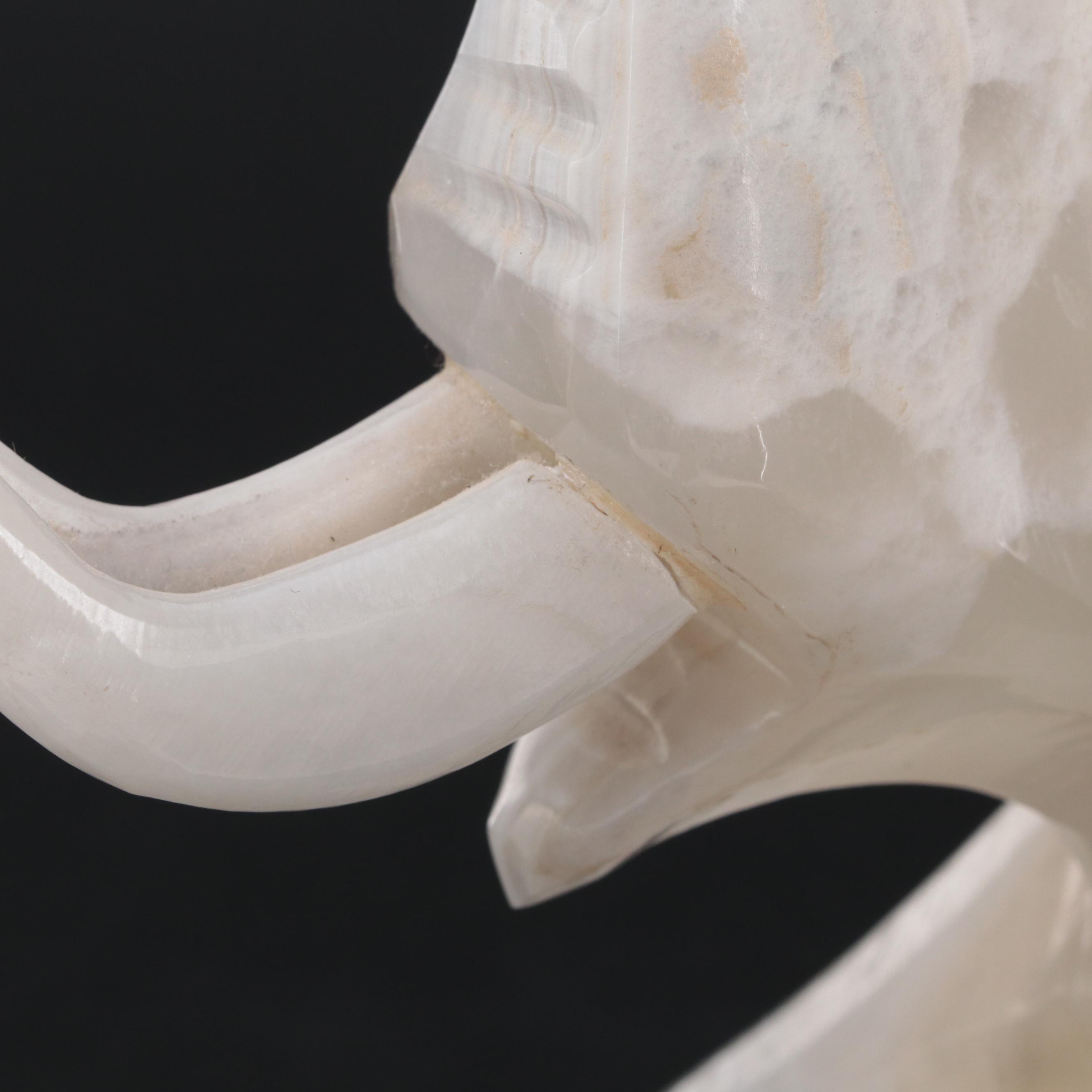 Carved Calcite Elephant Figurine