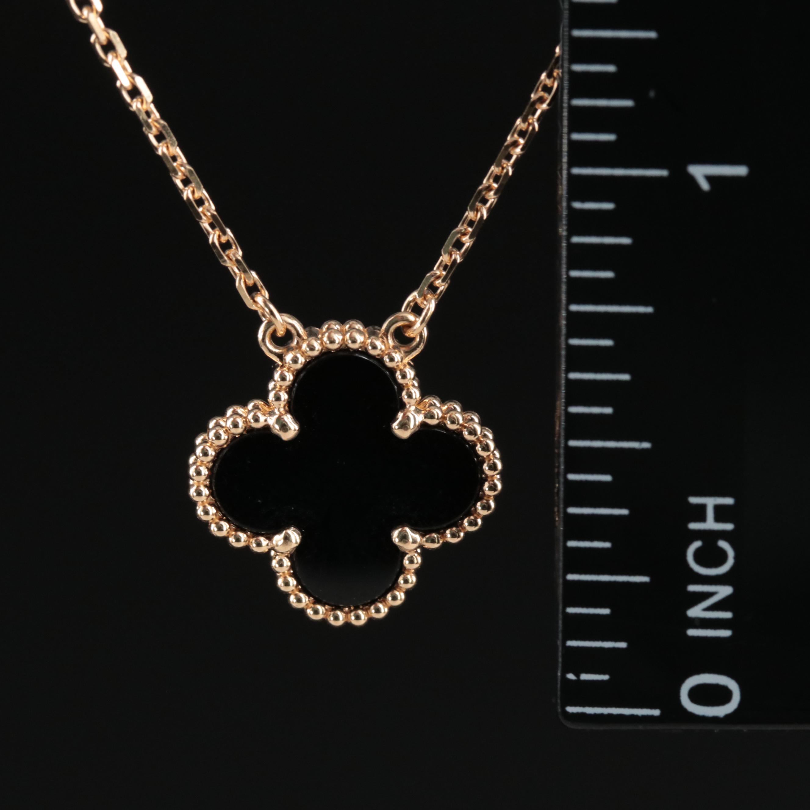 Van Cleef & Arpels "Alhambra" 18K Black Onyx Quatrefoil Necklace