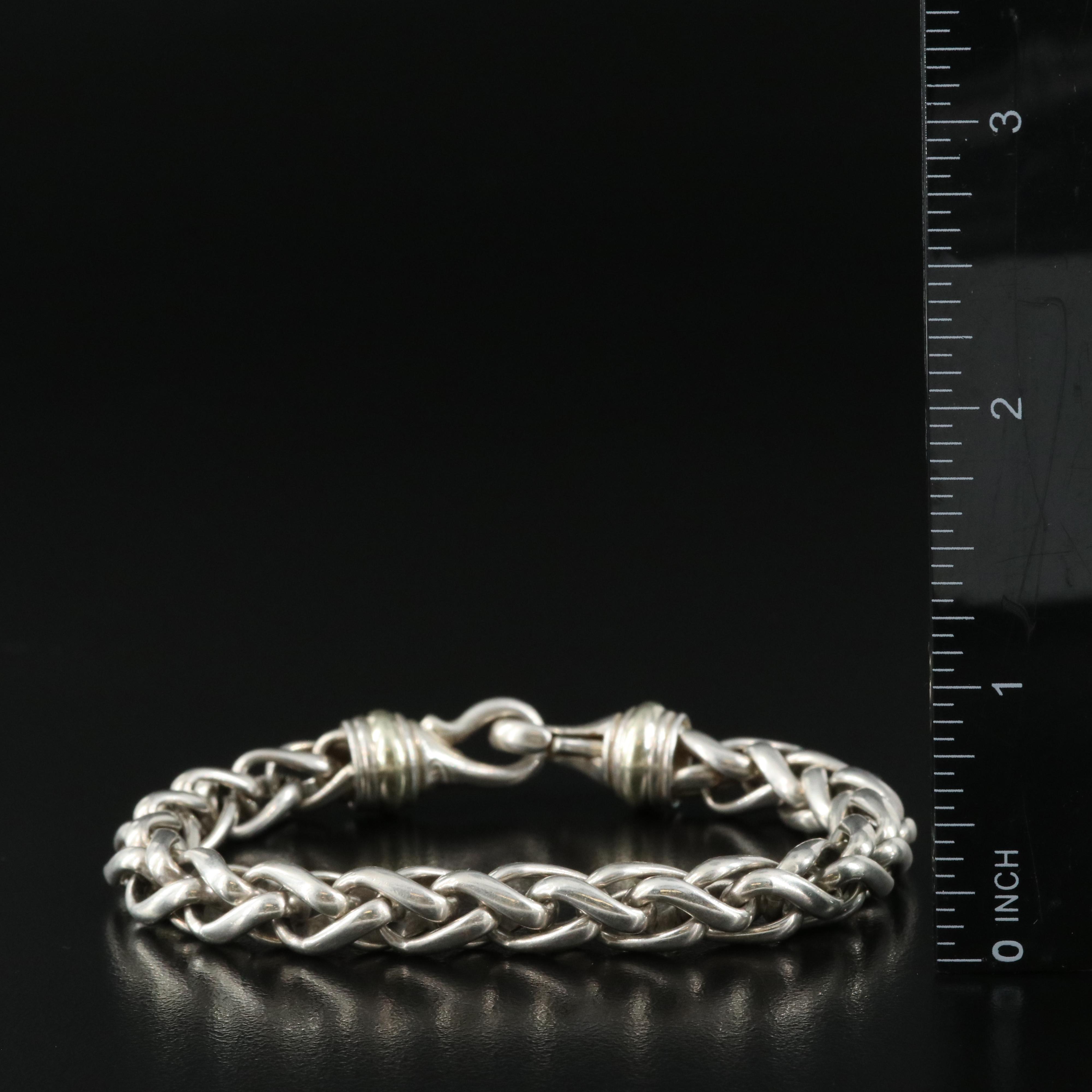 David Yurman Sterling and 14K Wheat Chain Bracelet