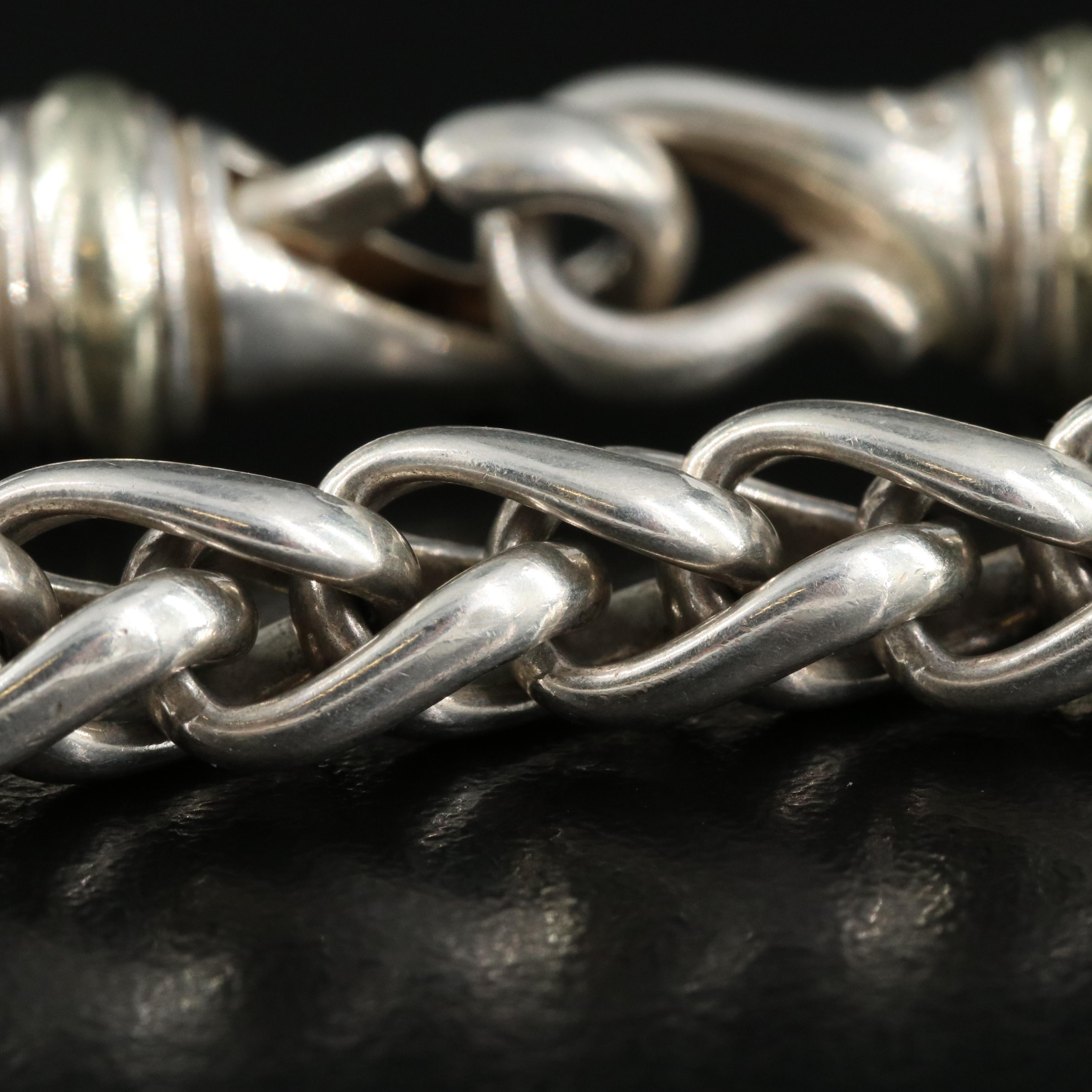 David Yurman Sterling and 14K Wheat Chain Bracelet