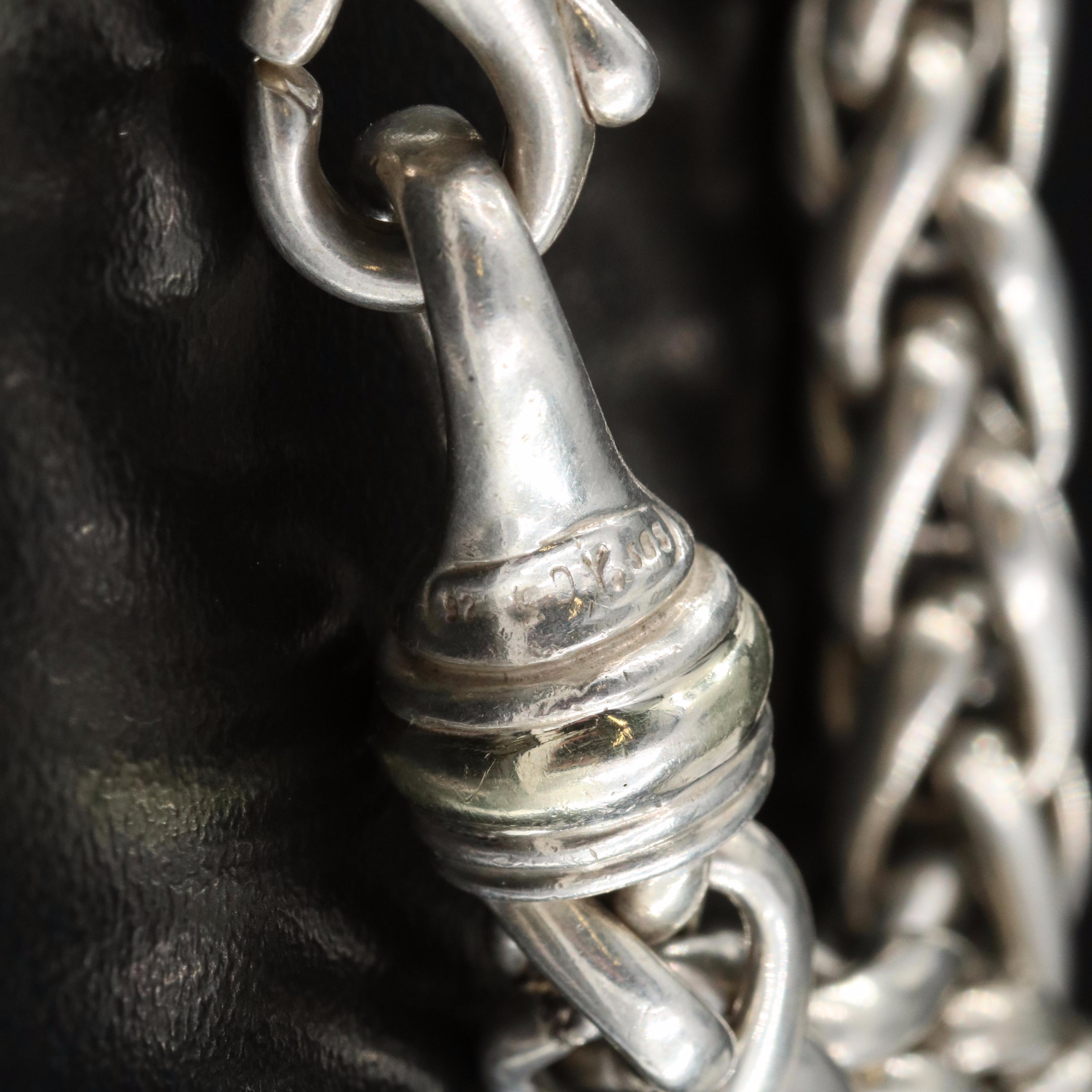 David Yurman Sterling and 14K Wheat Chain Bracelet