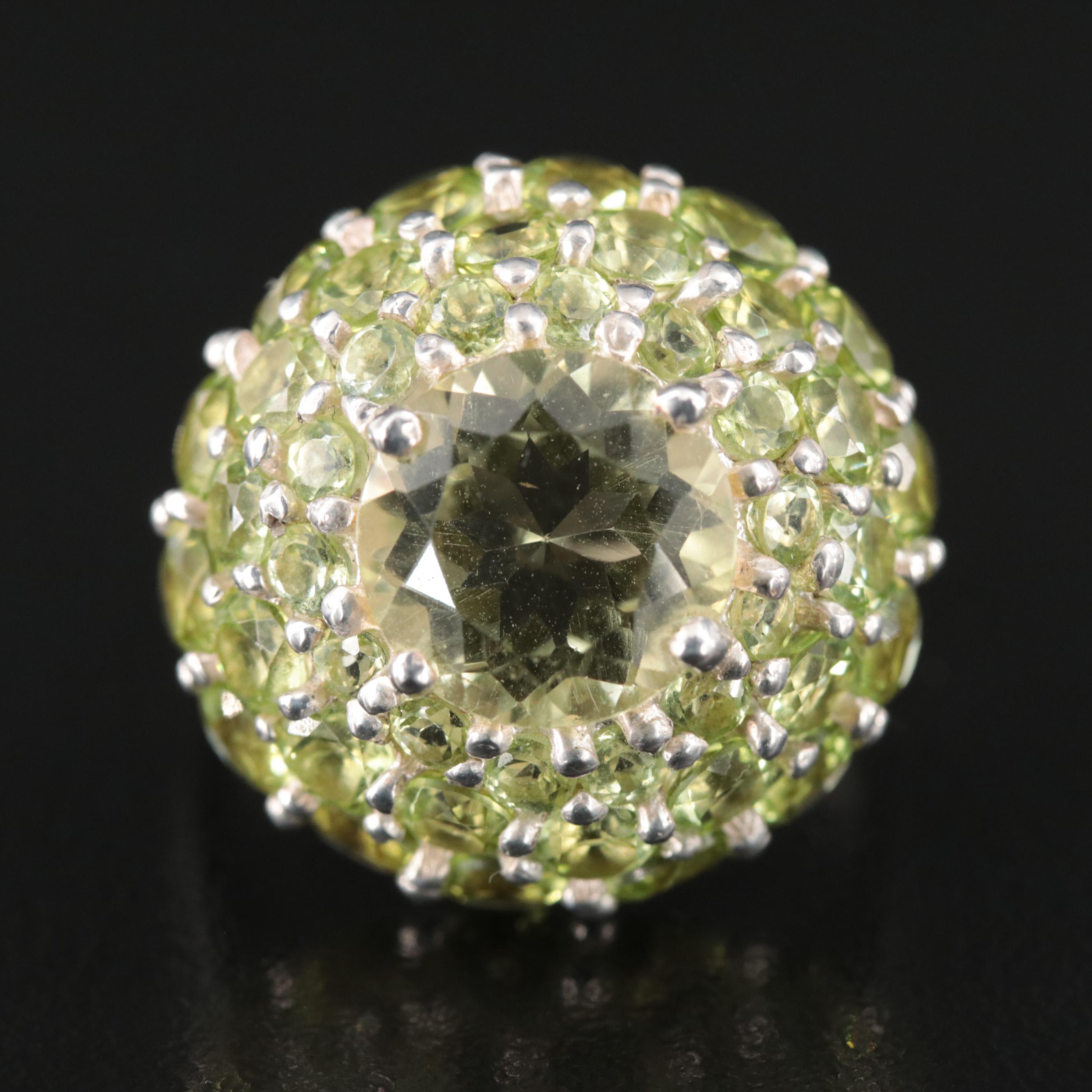 Sterling Citrine and Peridot Ring