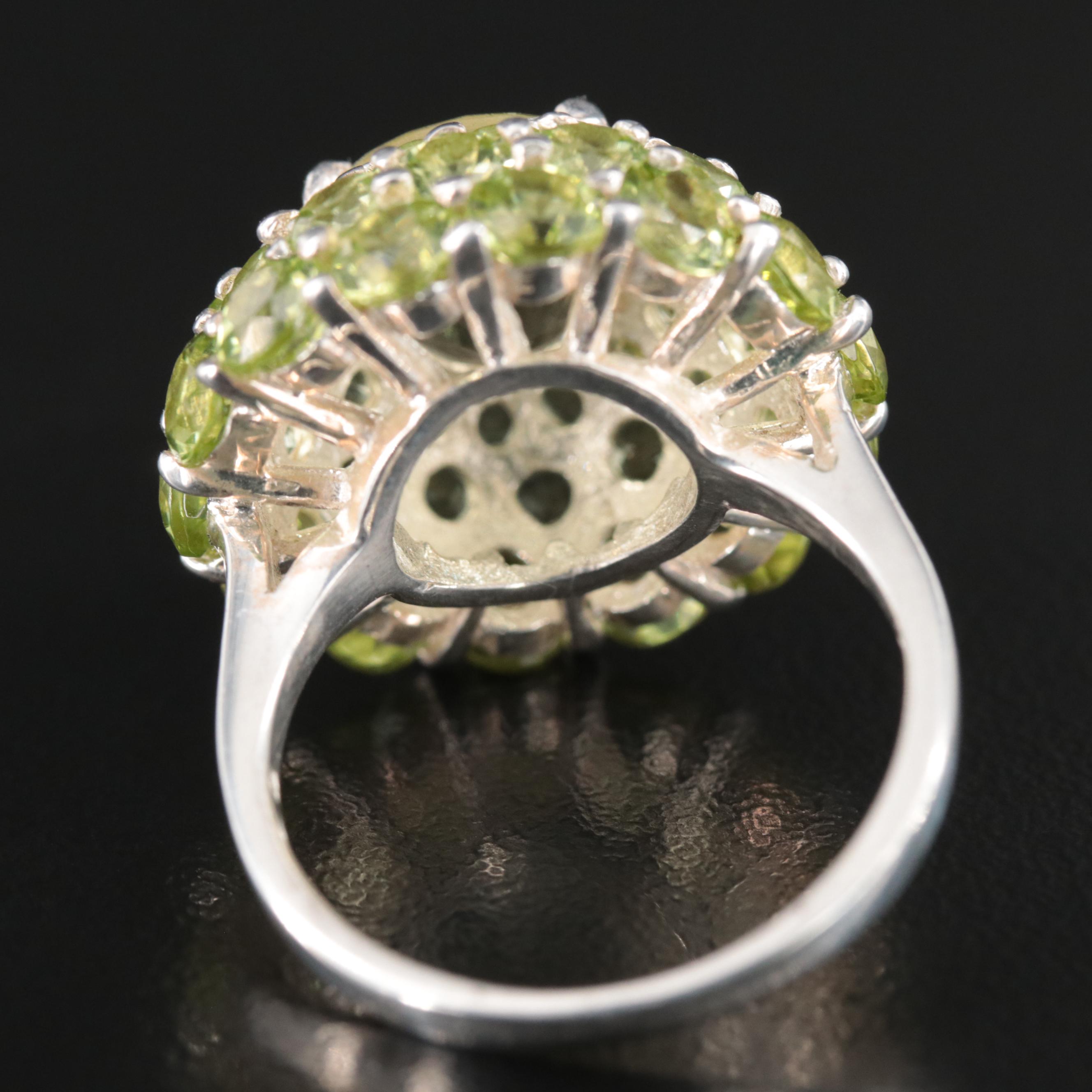 Sterling Citrine and Peridot Ring