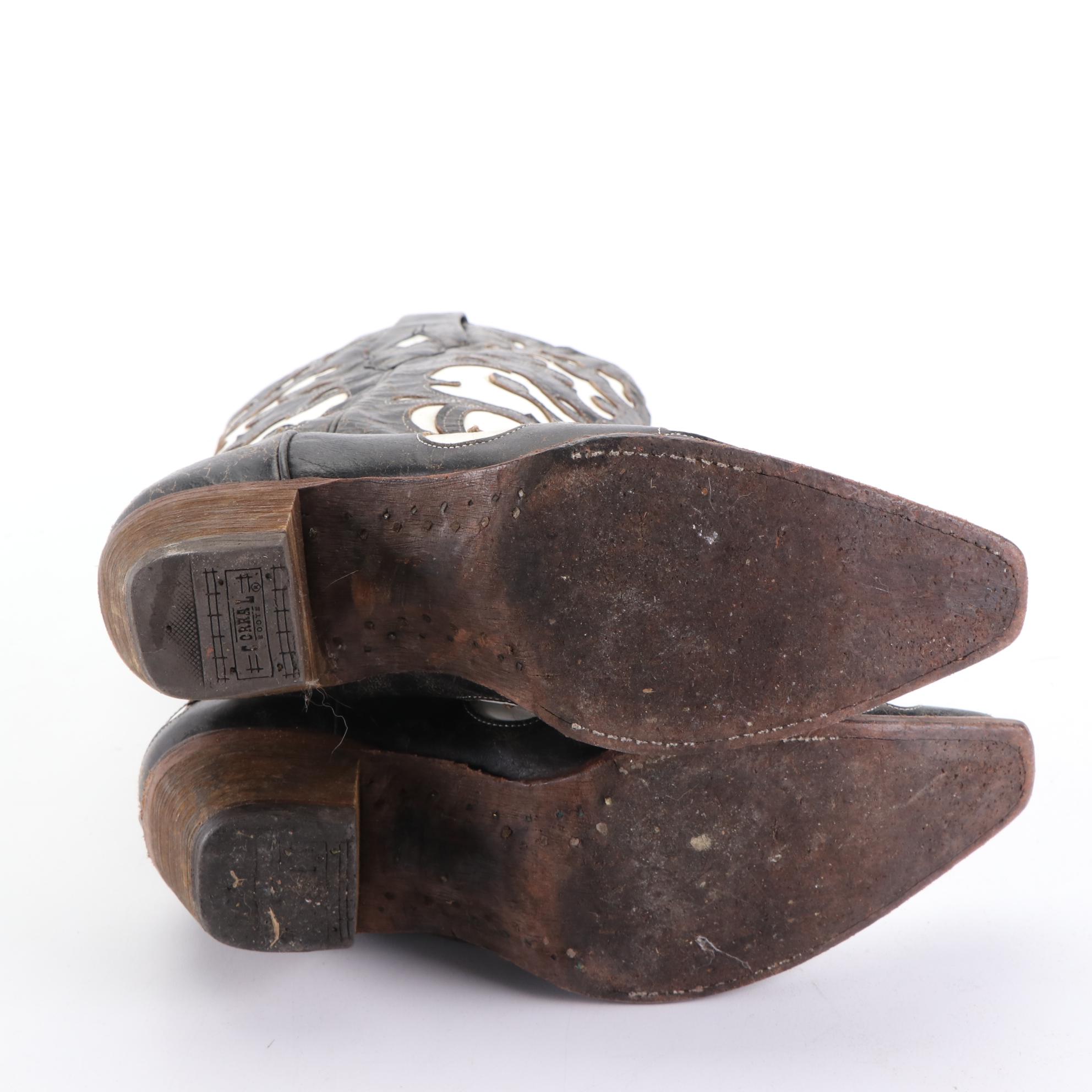 Durango and Corral Vintage Western Boots in Black/White and Teal