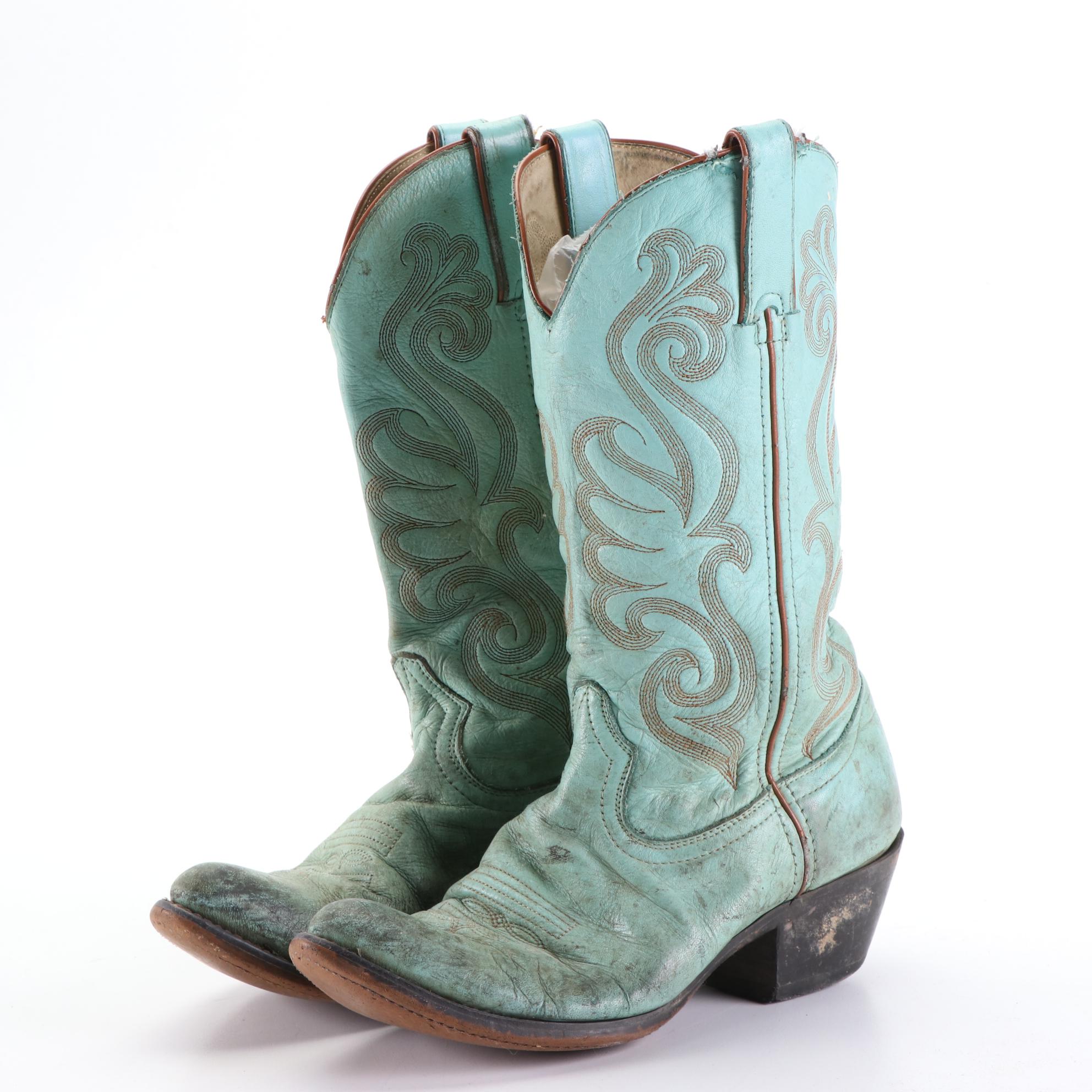 Durango and Corral Vintage Western Boots in Black/White and Teal