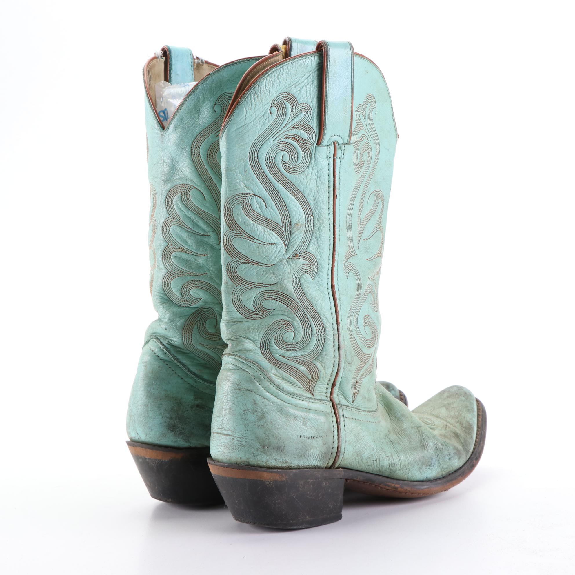 Durango and Corral Vintage Western Boots in Black/White and Teal