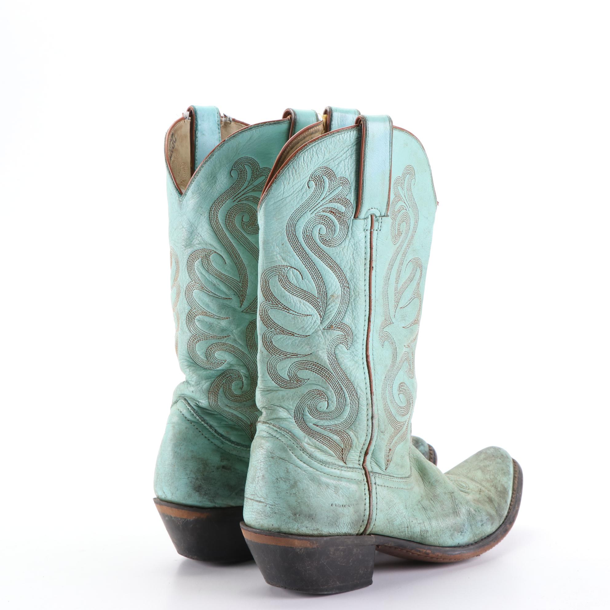 Durango and Corral Vintage Western Boots in Black/White and Teal