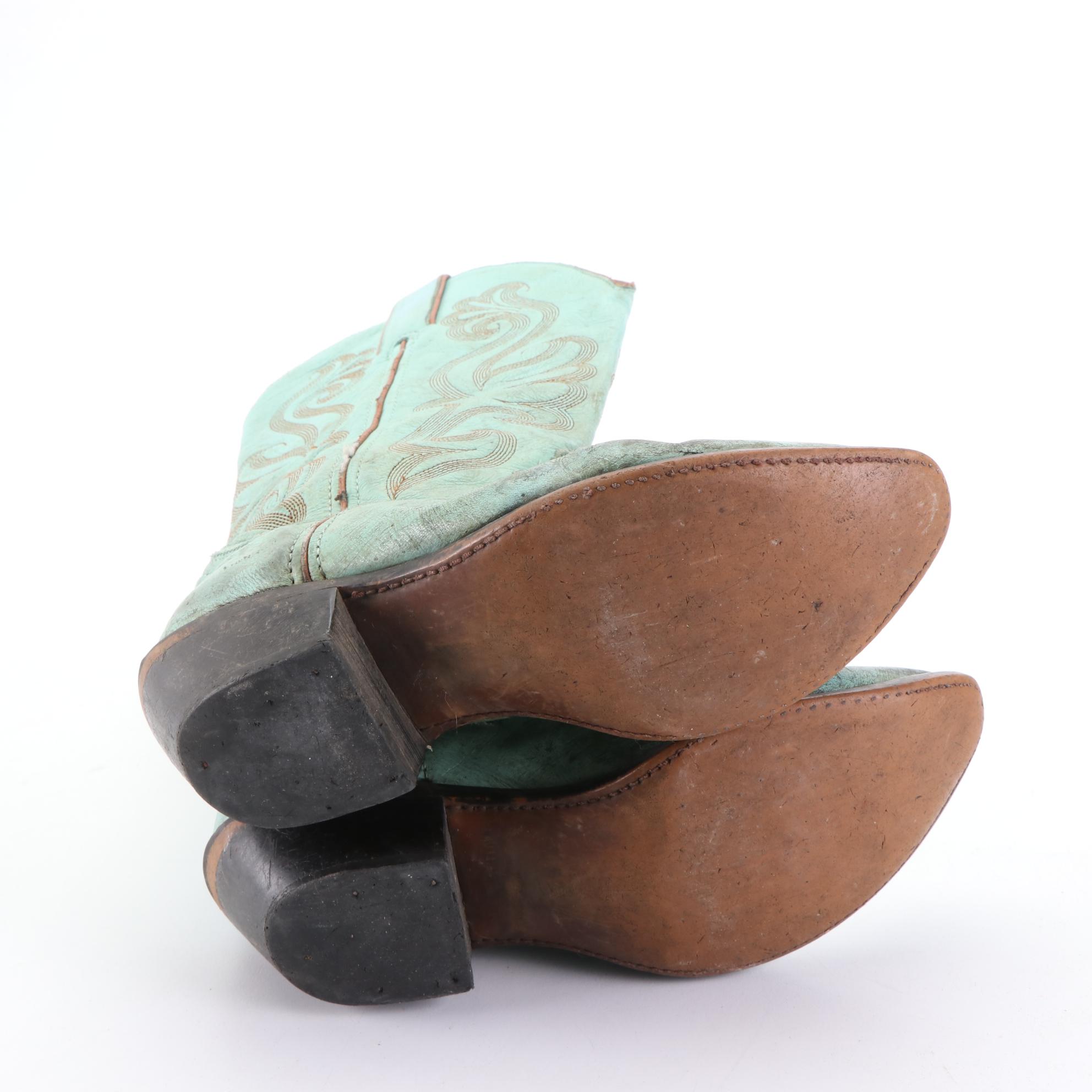 Durango and Corral Vintage Western Boots in Black/White and Teal