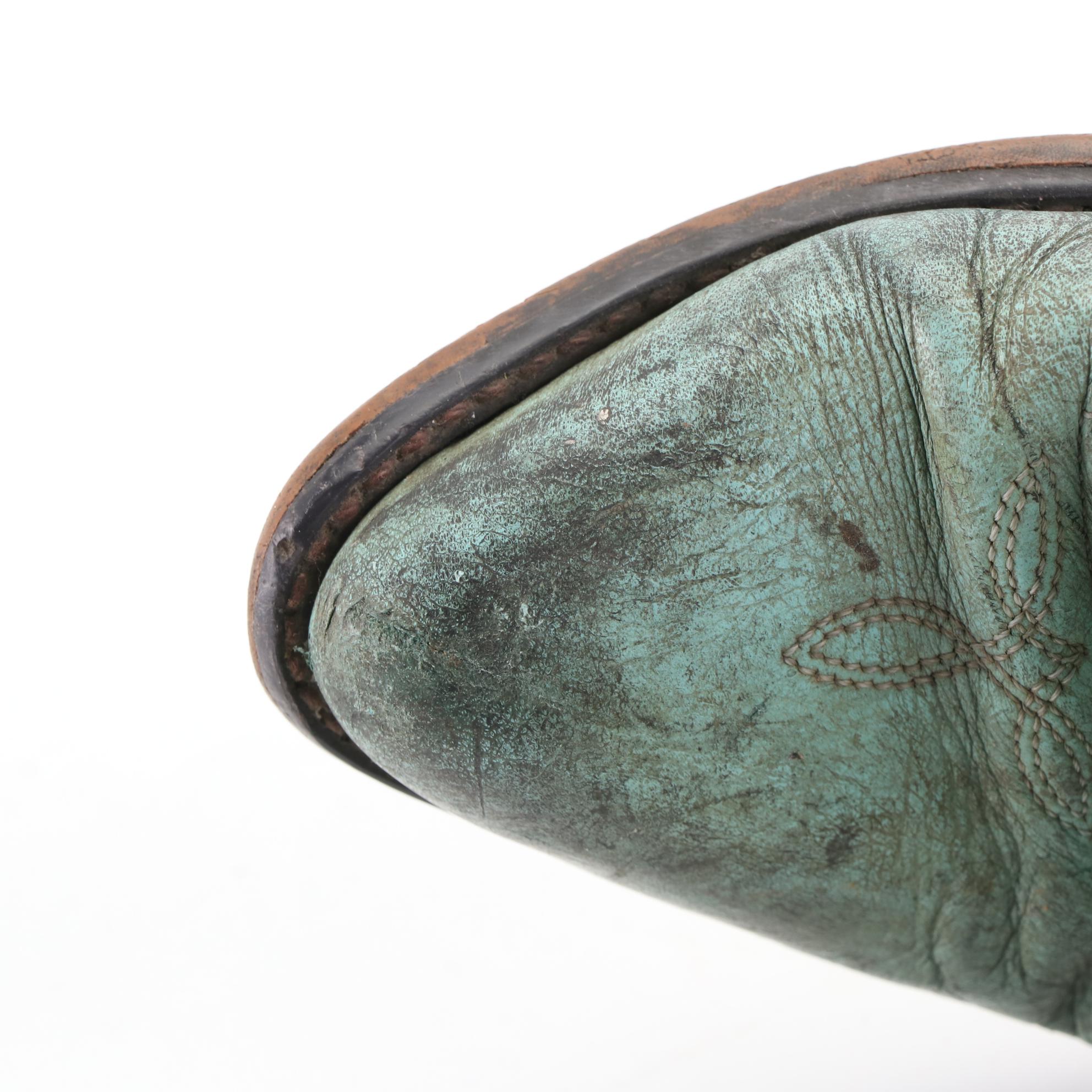 Durango and Corral Vintage Western Boots in Black/White and Teal