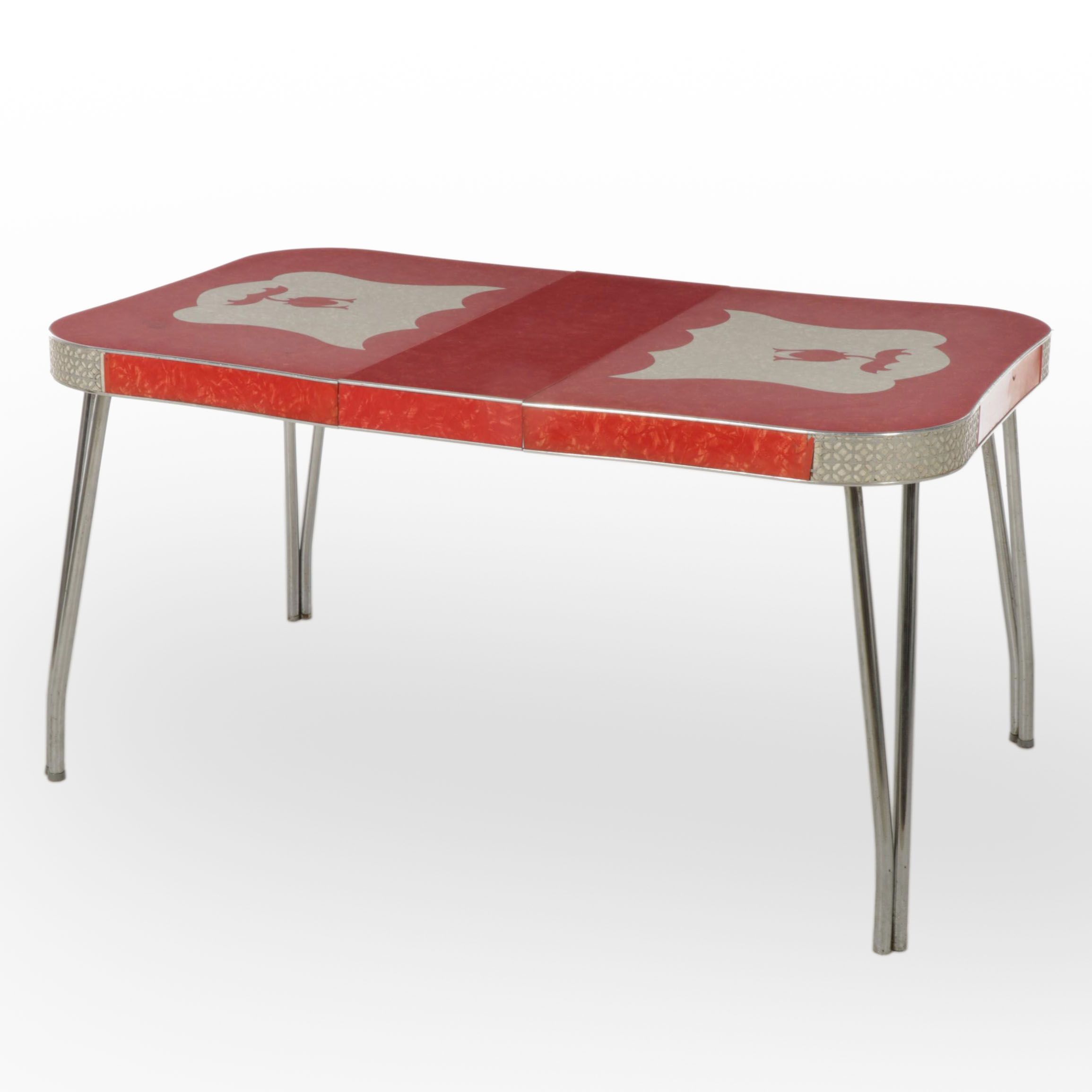 Mid Century Modern Chromed Metal and Laminate Top Kitchen Table