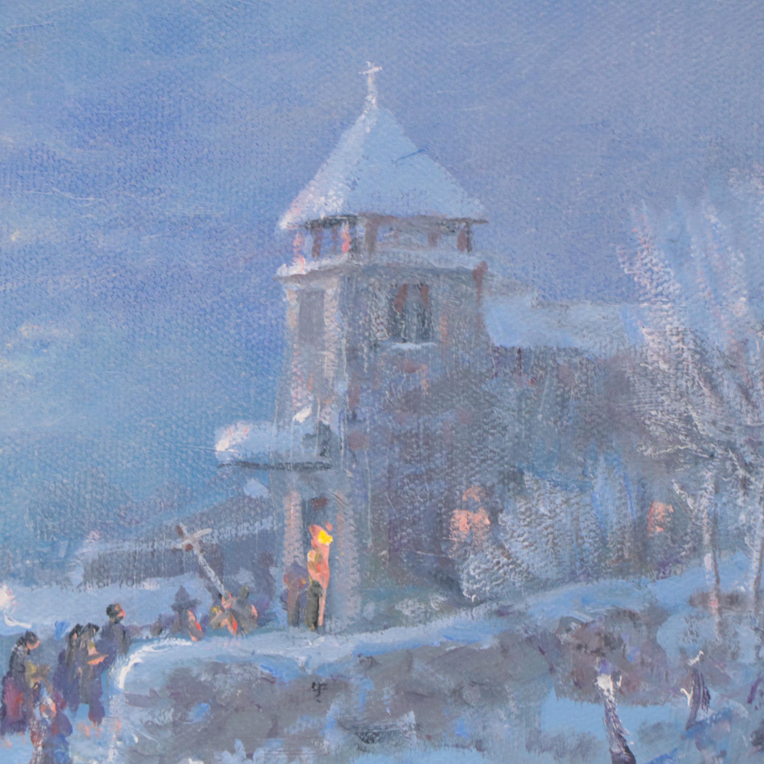 Carl J. Smith Landscape Oil Painting "Cathedral Procession," Mid-20th Century