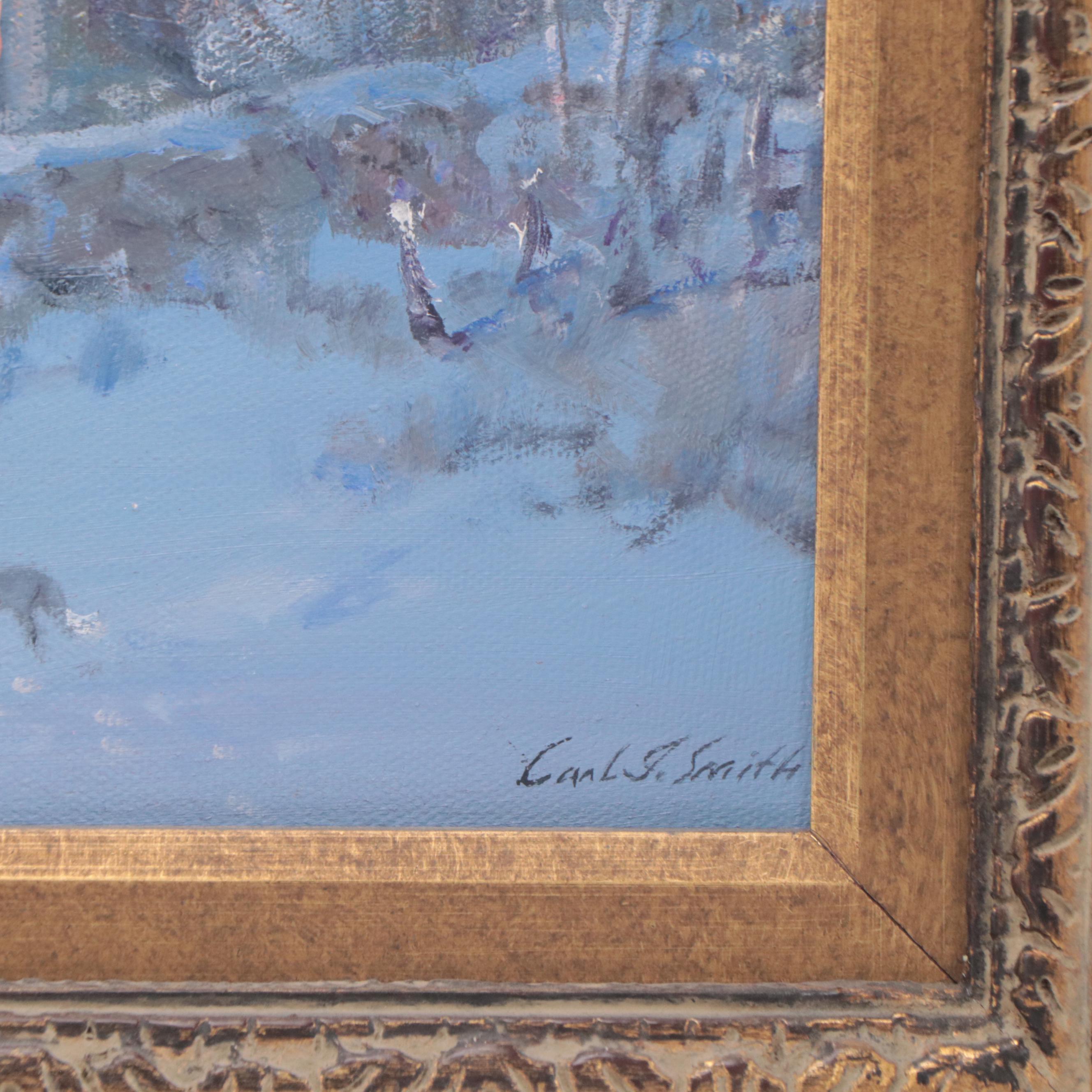 Carl J. Smith Landscape Oil Painting "Cathedral Procession," Mid-20th Century