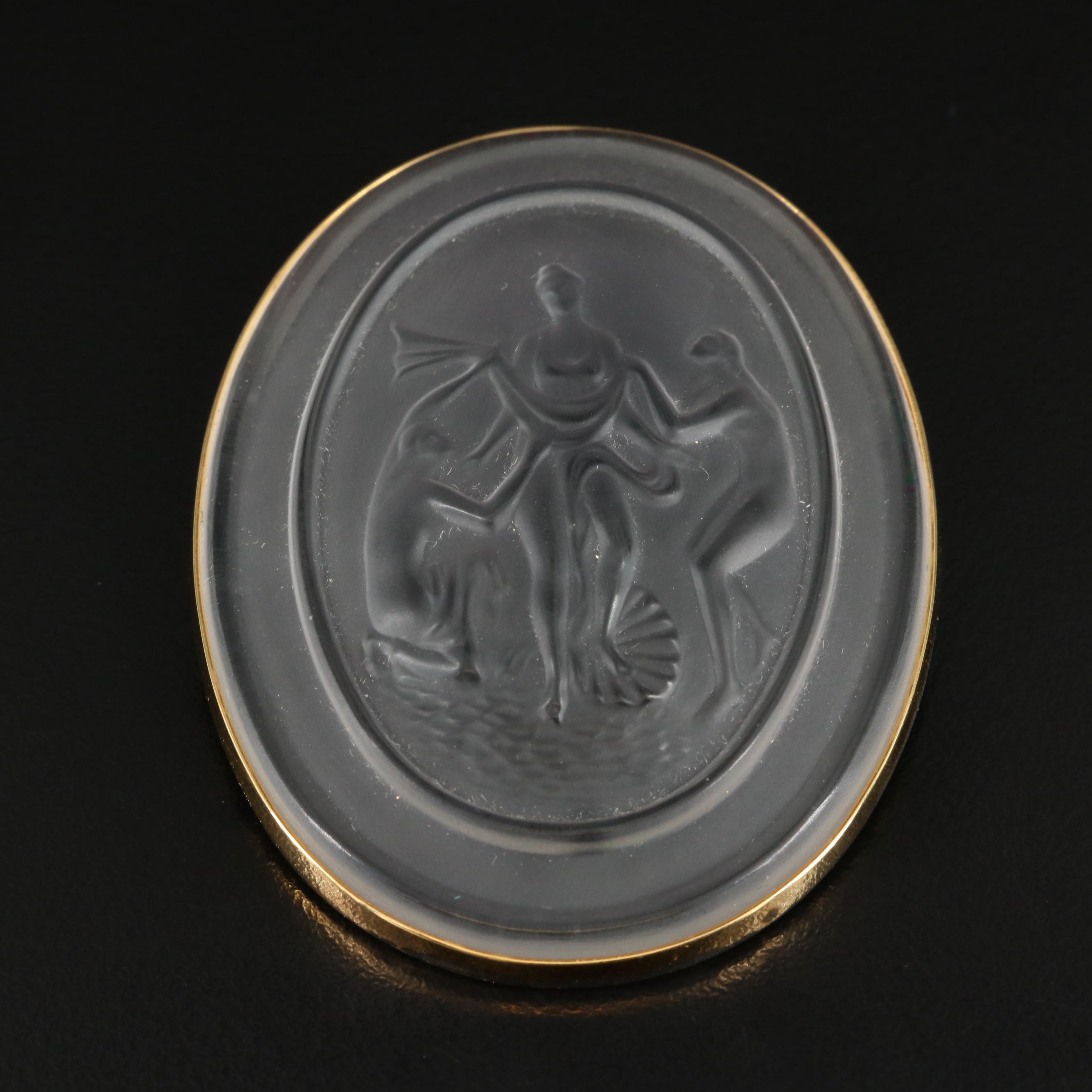 Vintage Lalique for Nina Ricci "Three Graces" Cameo Brooch