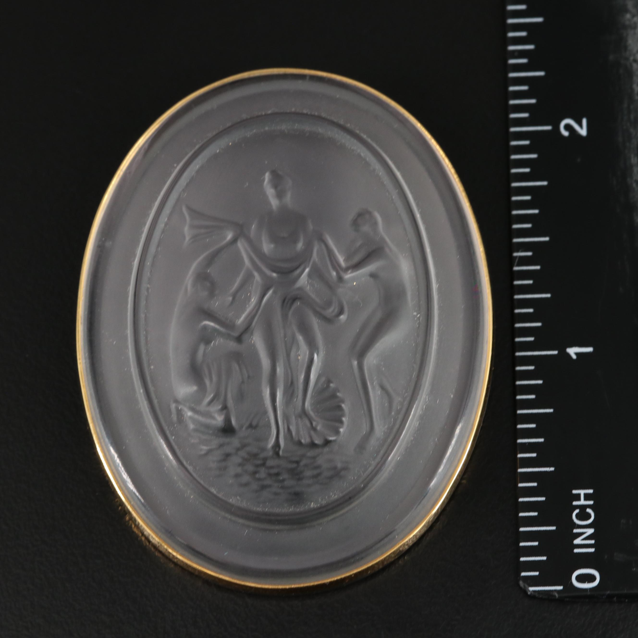 Vintage Lalique for Nina Ricci "Three Graces" Cameo Brooch