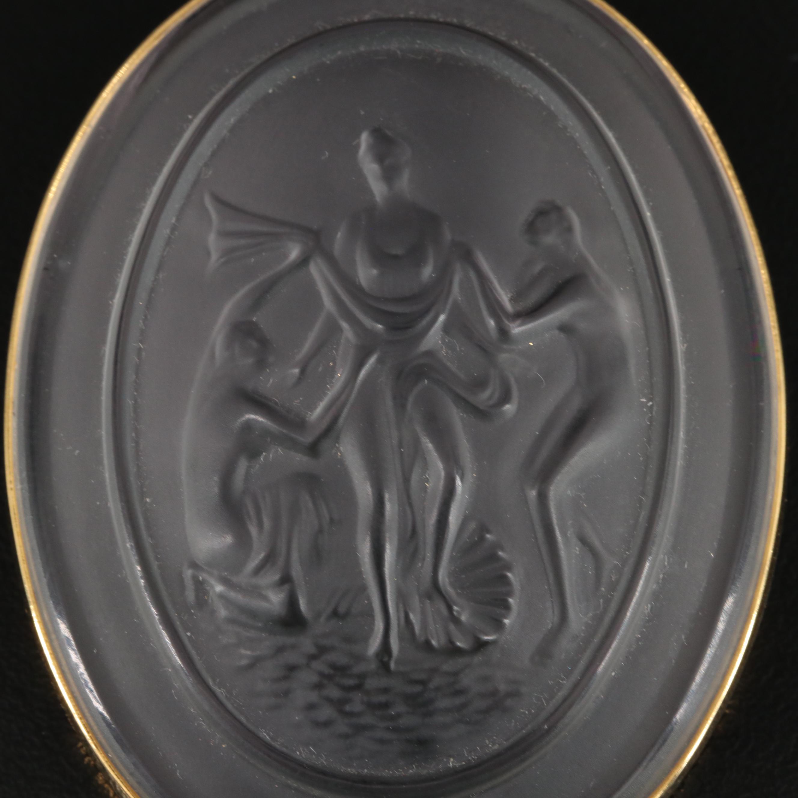 Vintage Lalique for Nina Ricci "Three Graces" Cameo Brooch