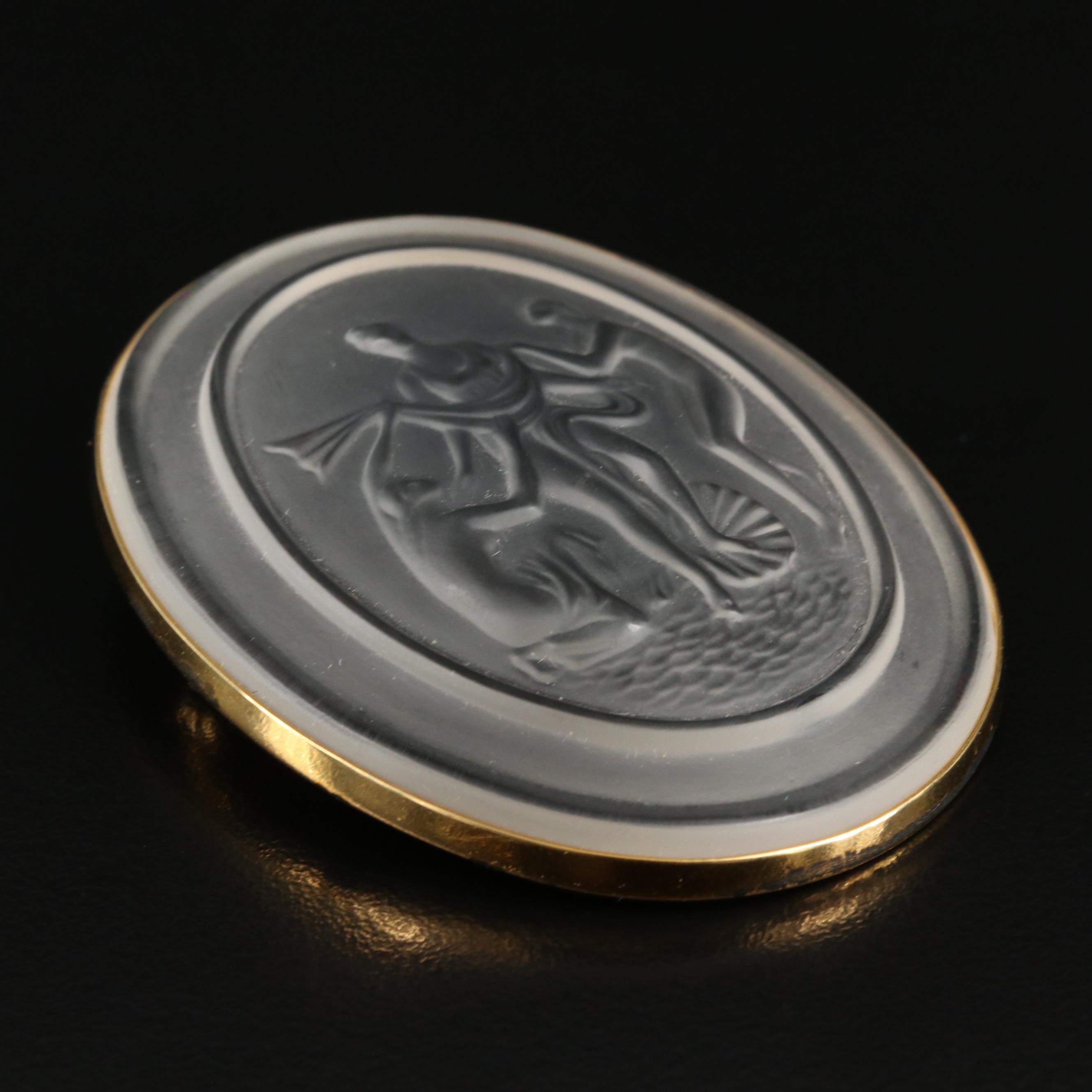 Vintage Lalique for Nina Ricci "Three Graces" Cameo Brooch