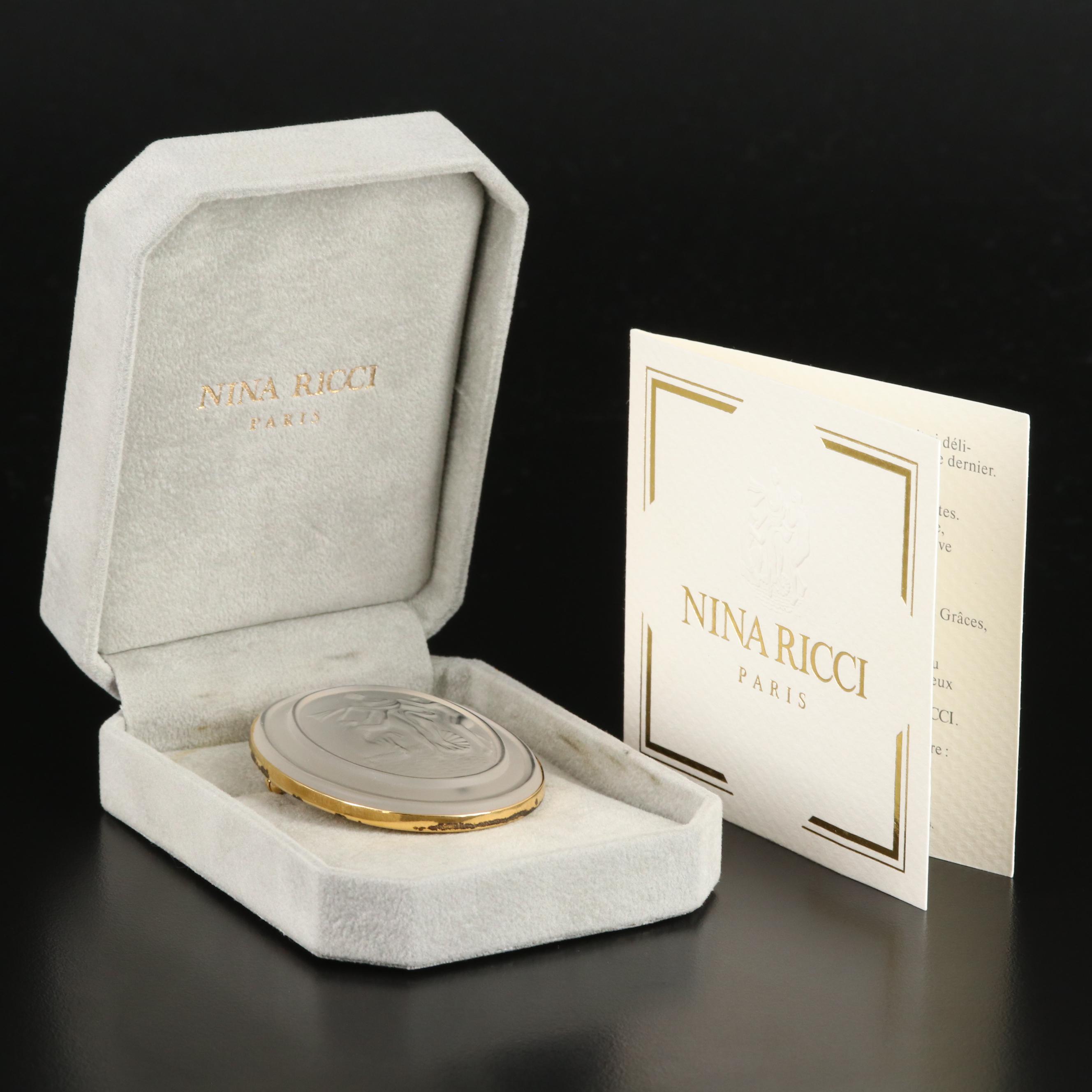 Vintage Lalique for Nina Ricci "Three Graces" Cameo Brooch