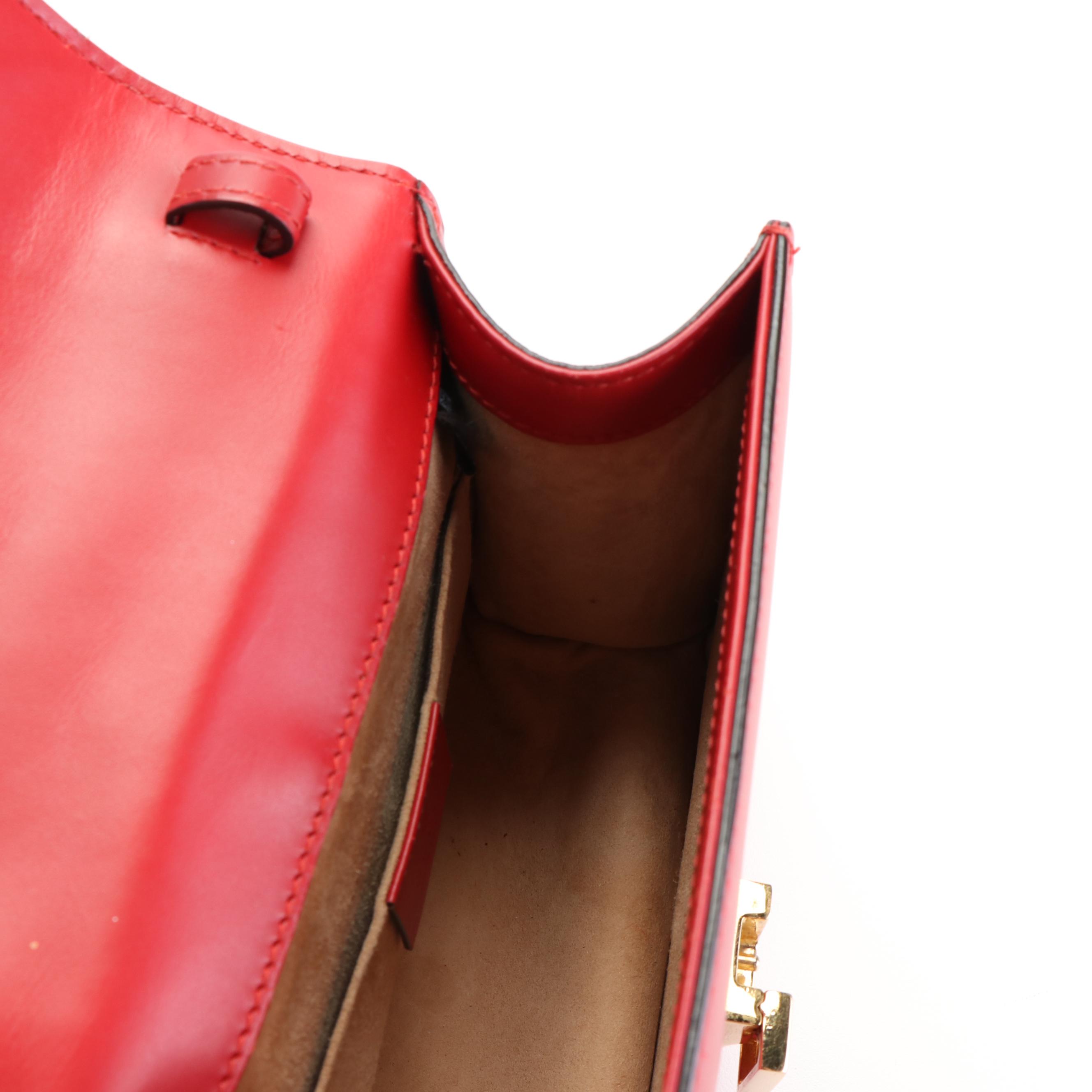 Gucci Sylvie Small Two-Way Top Handle Bag in Red Calfskin Leather