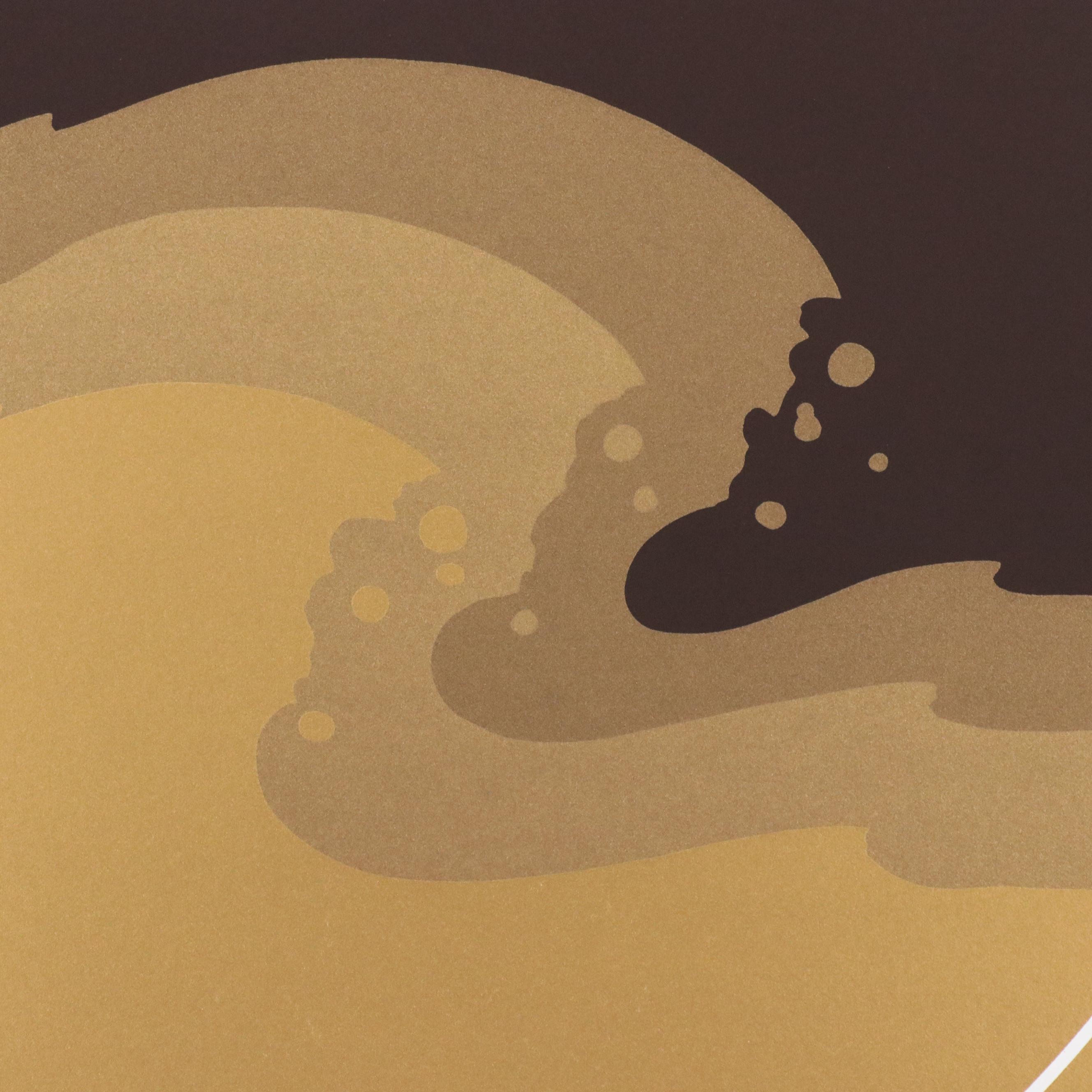 Thomas W. Benton Abstract Serigraph "Golden Waves," 1979