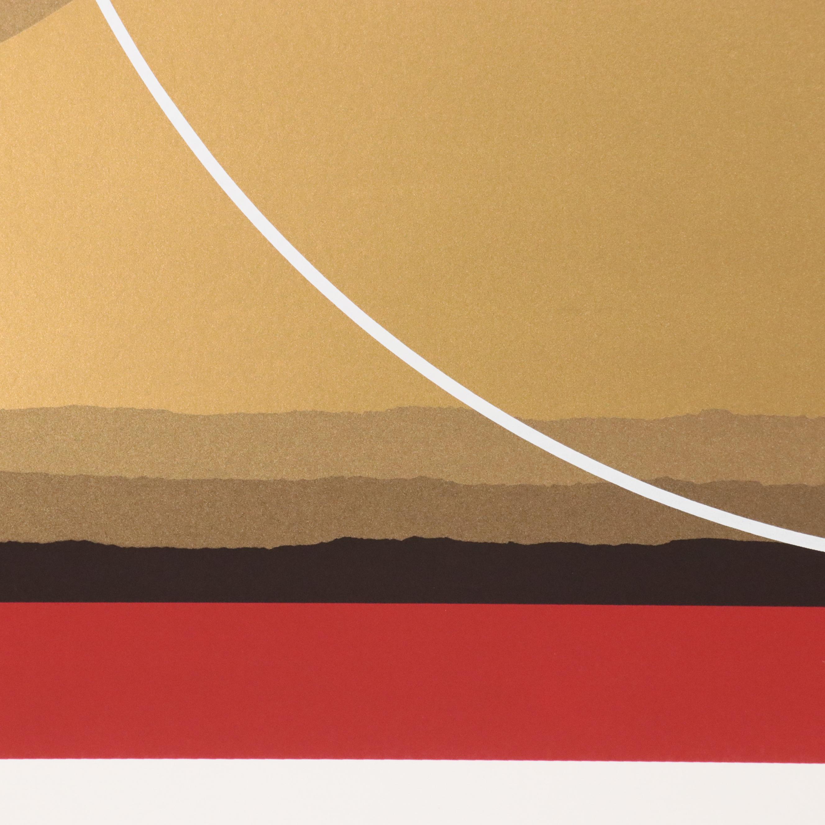 Thomas W. Benton Abstract Serigraph "Golden Waves," 1979