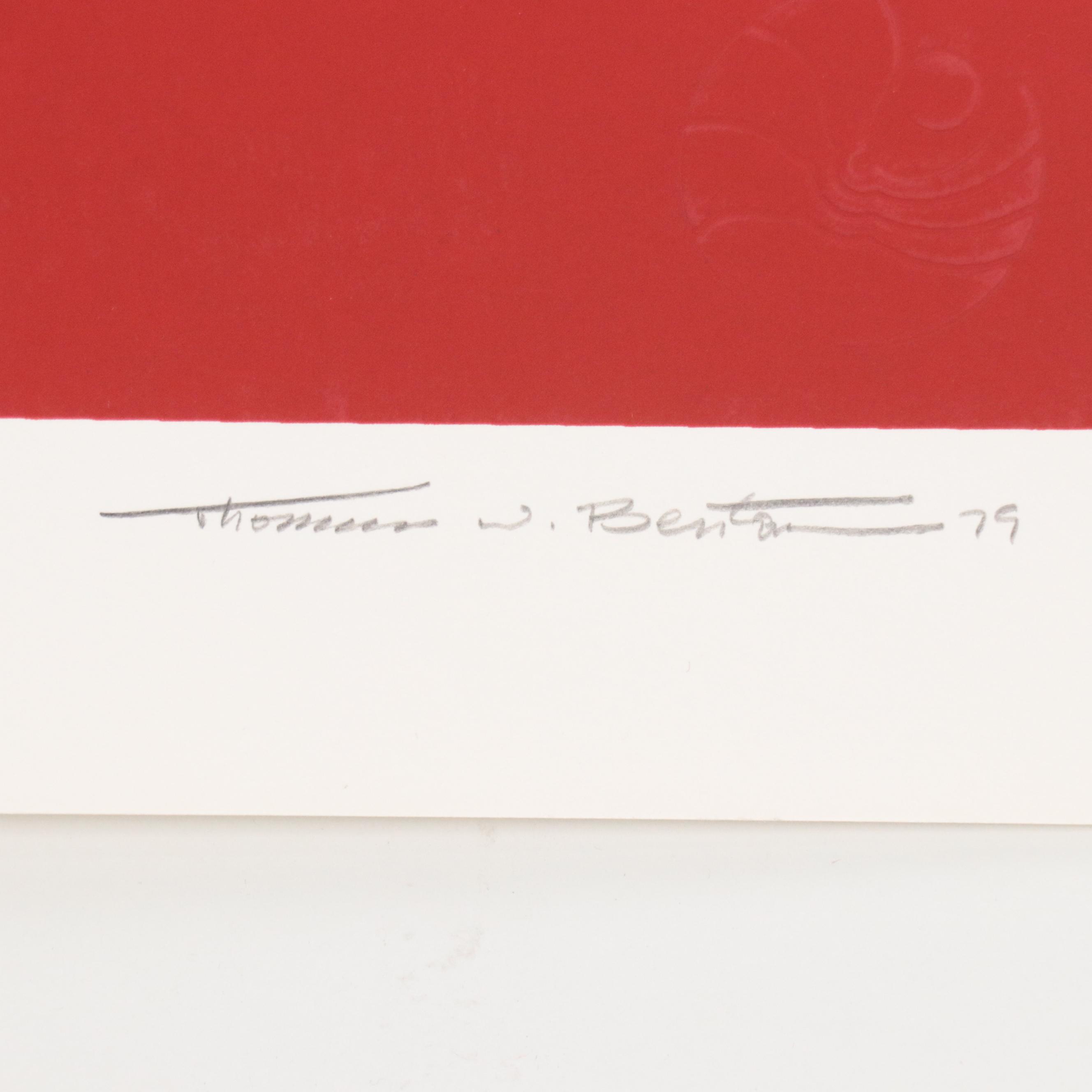 Thomas W. Benton Abstract Serigraph "Golden Waves," 1979