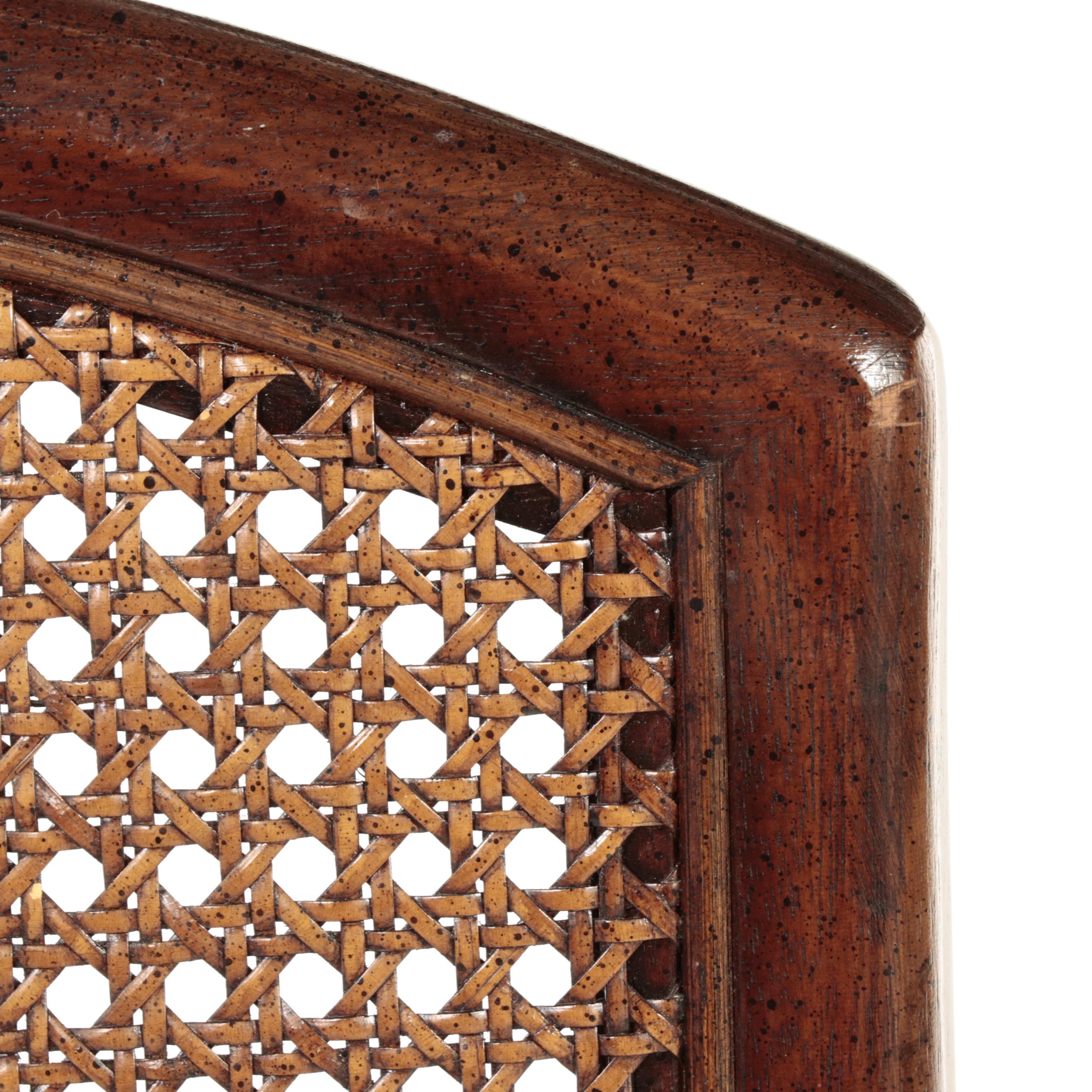 Six Henredon Chinese Style Hardwood and Caned Dining Side Chairs