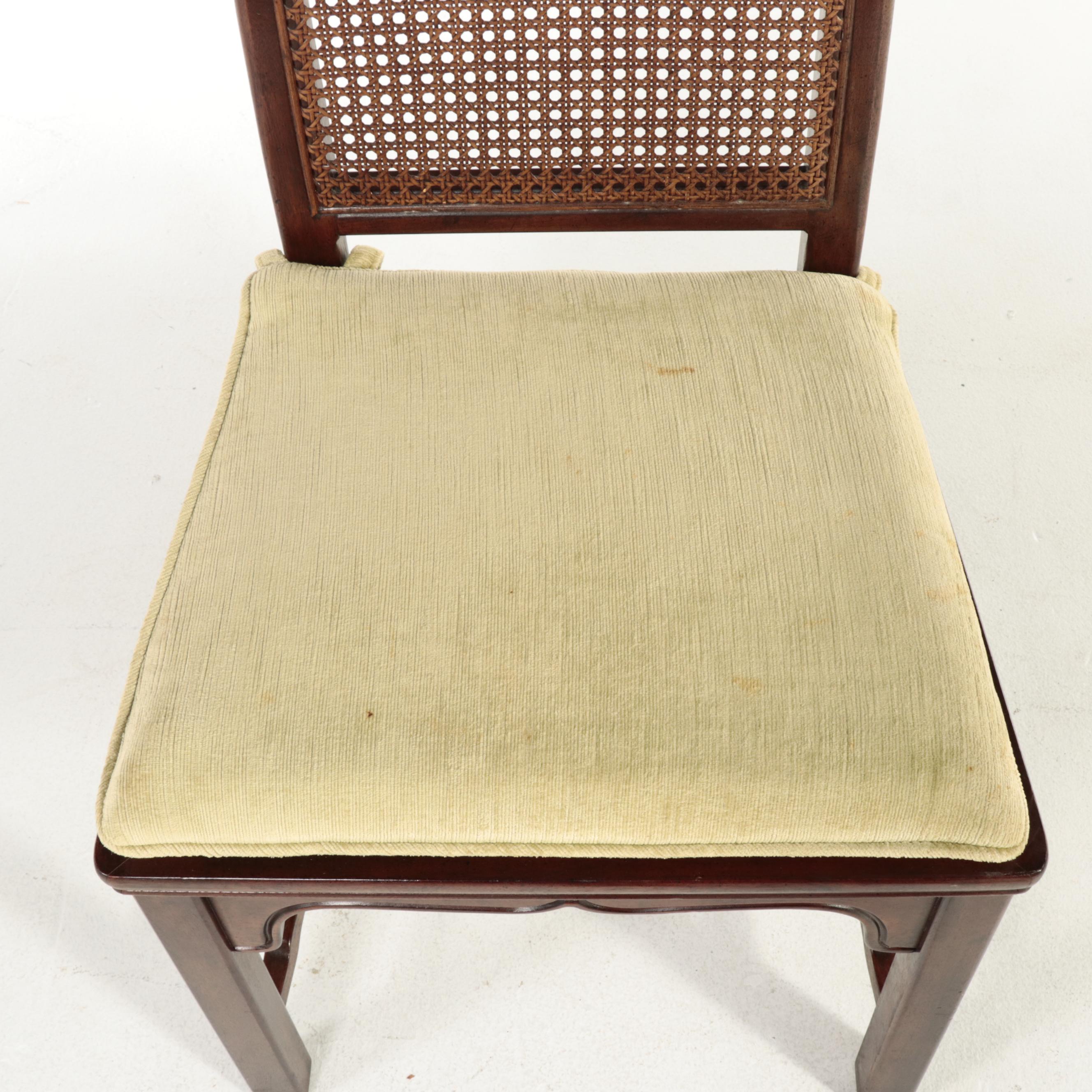Six Henredon Chinese Style Hardwood and Caned Dining Side Chairs