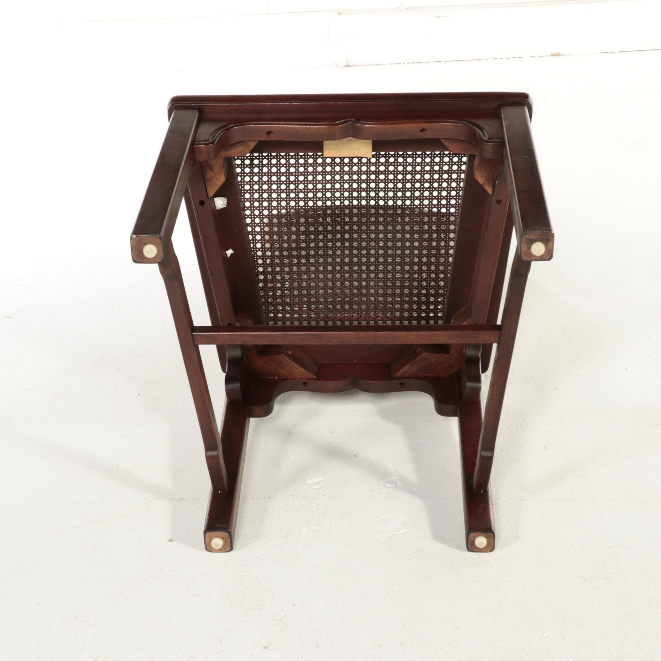 Six Henredon Chinese Style Hardwood and Caned Dining Side Chairs