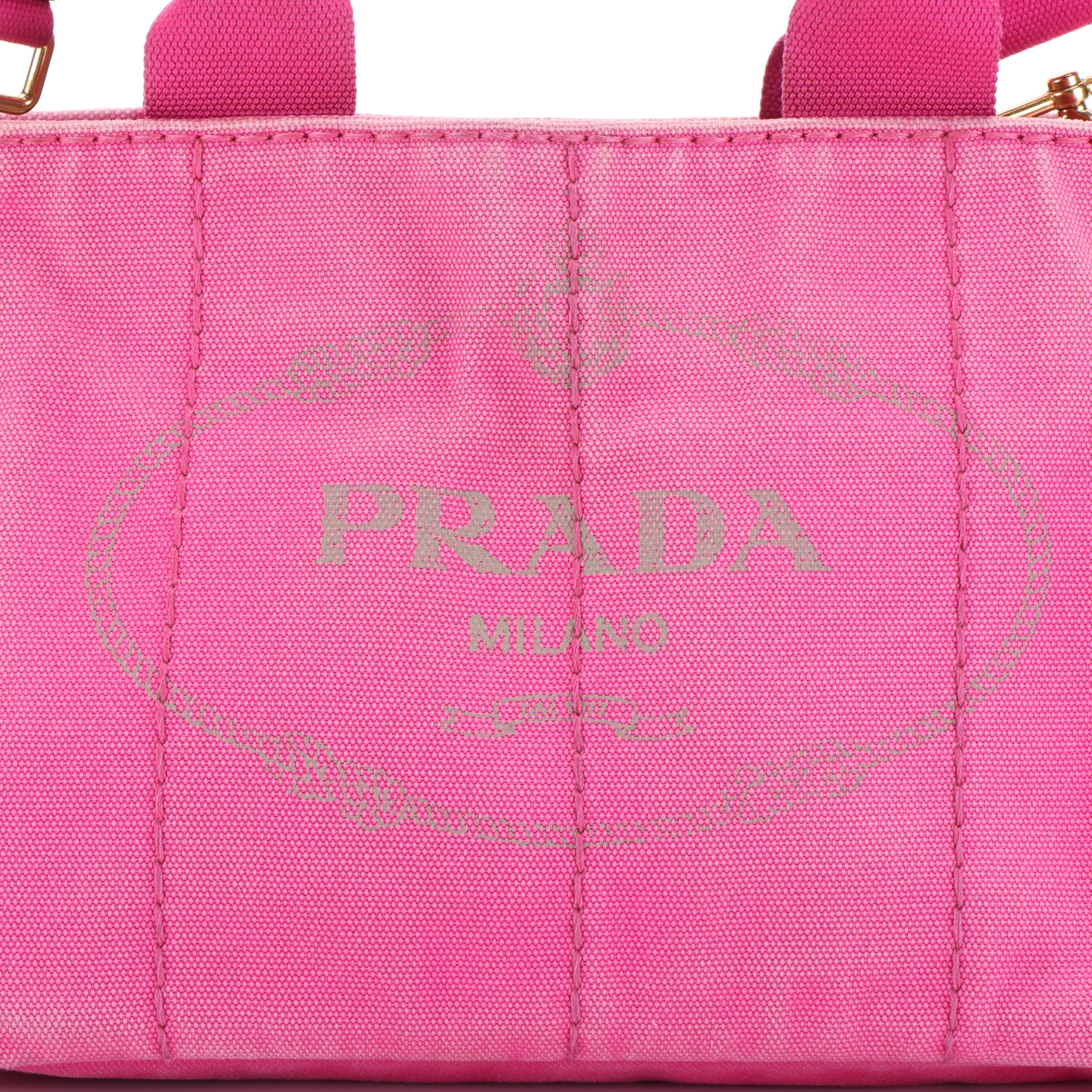 Prada Pink Canvas Canapa Logo Satchel
