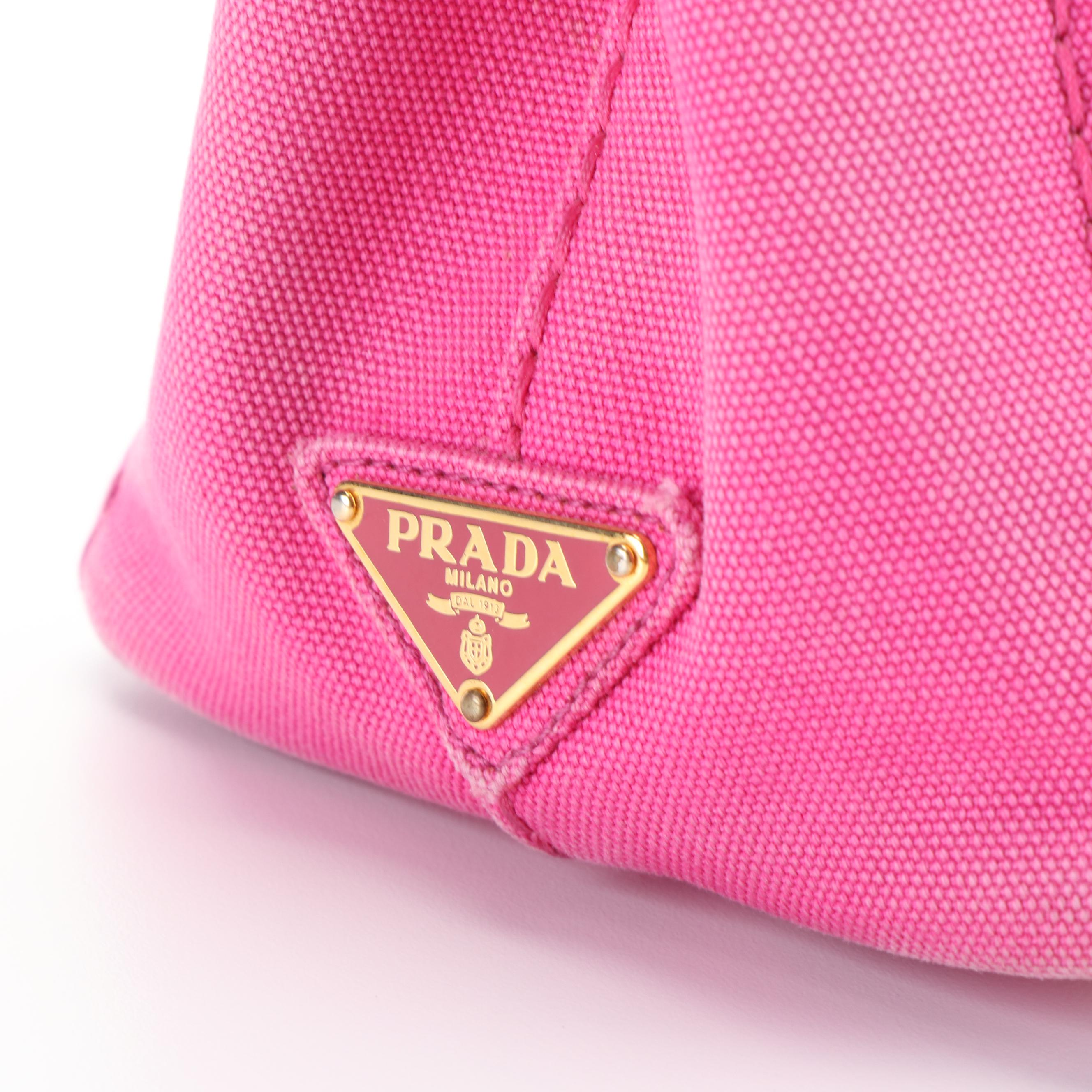 Prada Pink Canvas Canapa Logo Satchel