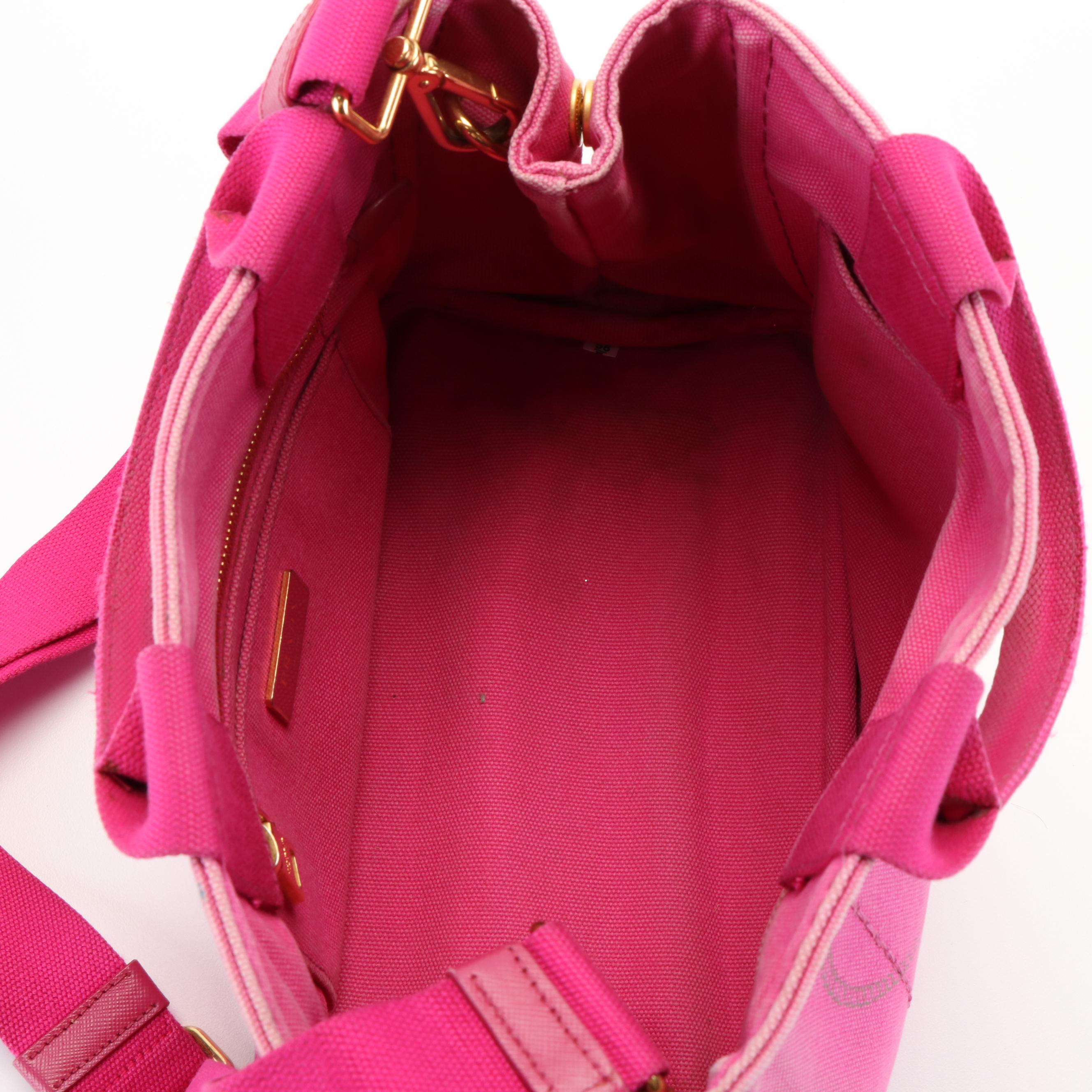 Prada Pink Canvas Canapa Logo Satchel