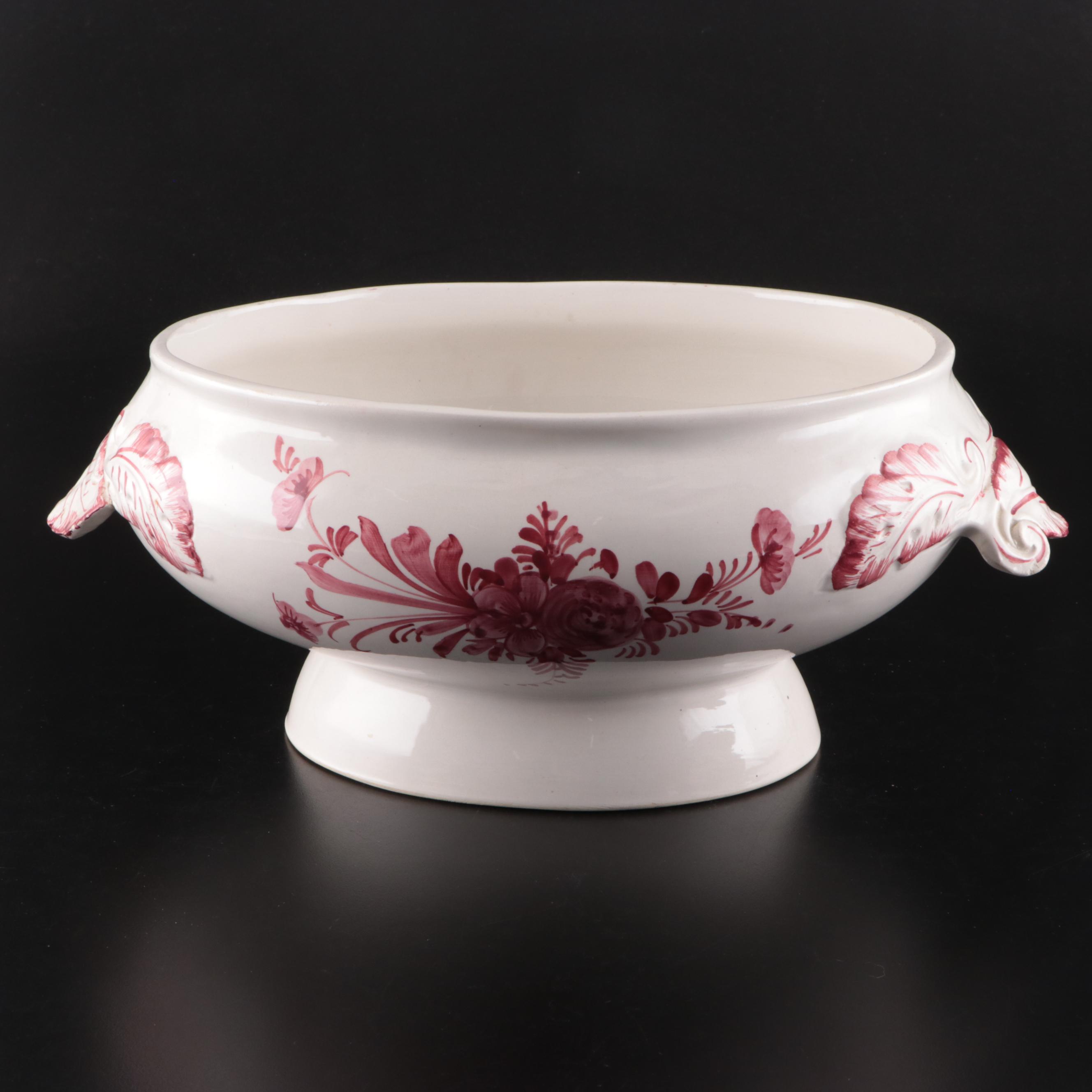 Ceramic Spittoon with Painted Snowy Scene and More