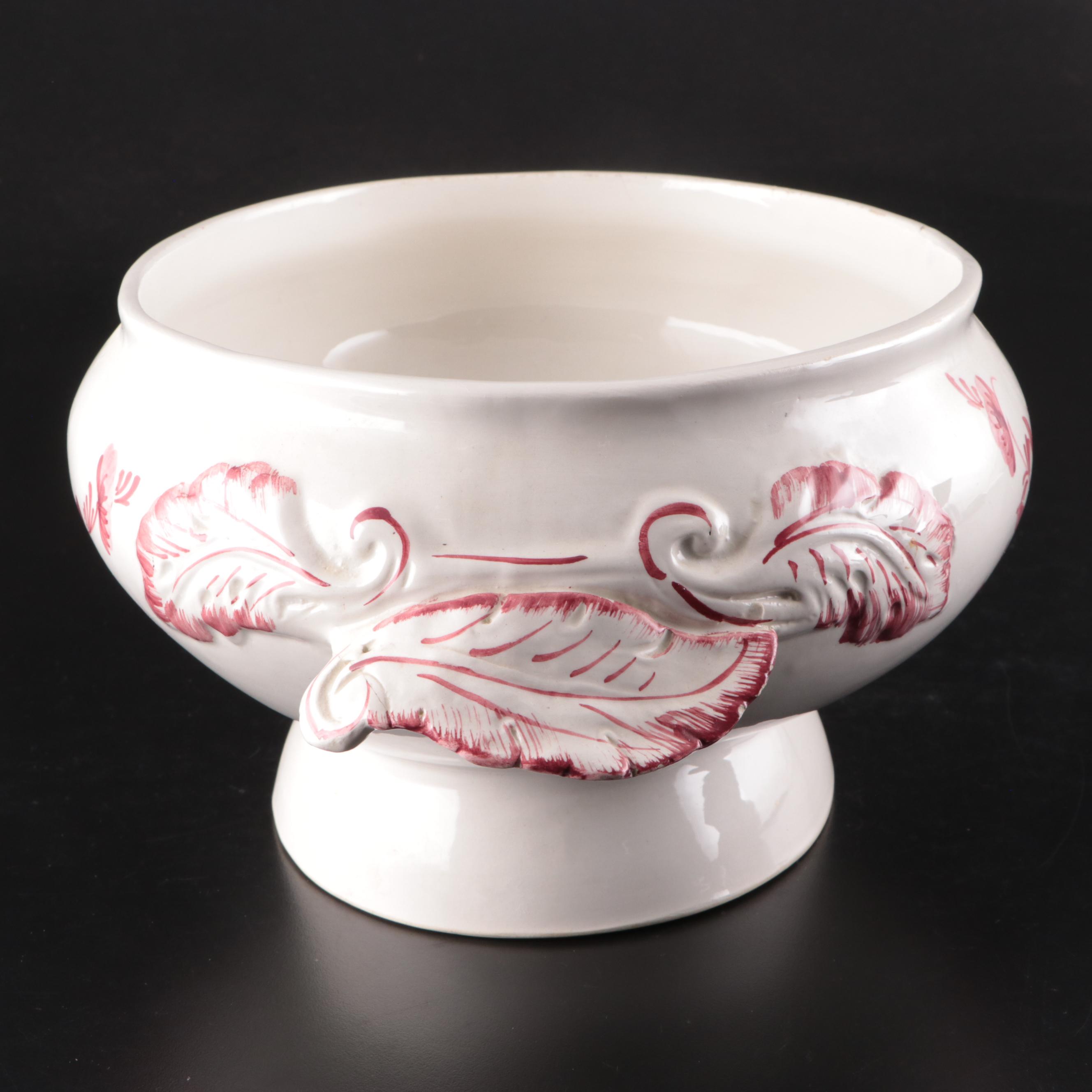 Ceramic Spittoon with Painted Snowy Scene and More