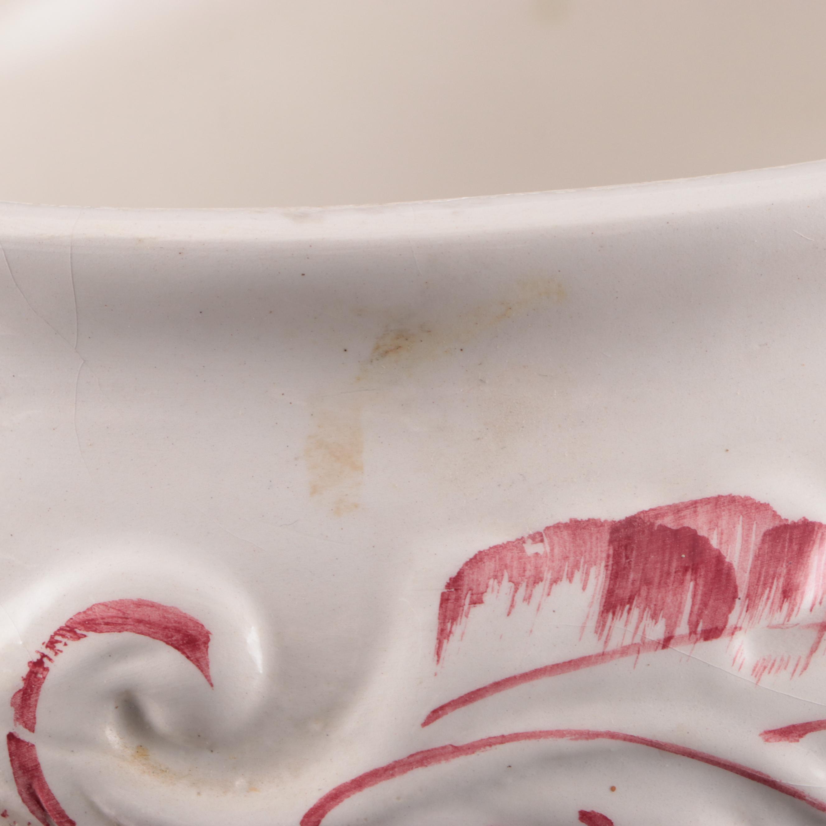 Ceramic Spittoon with Painted Snowy Scene and More