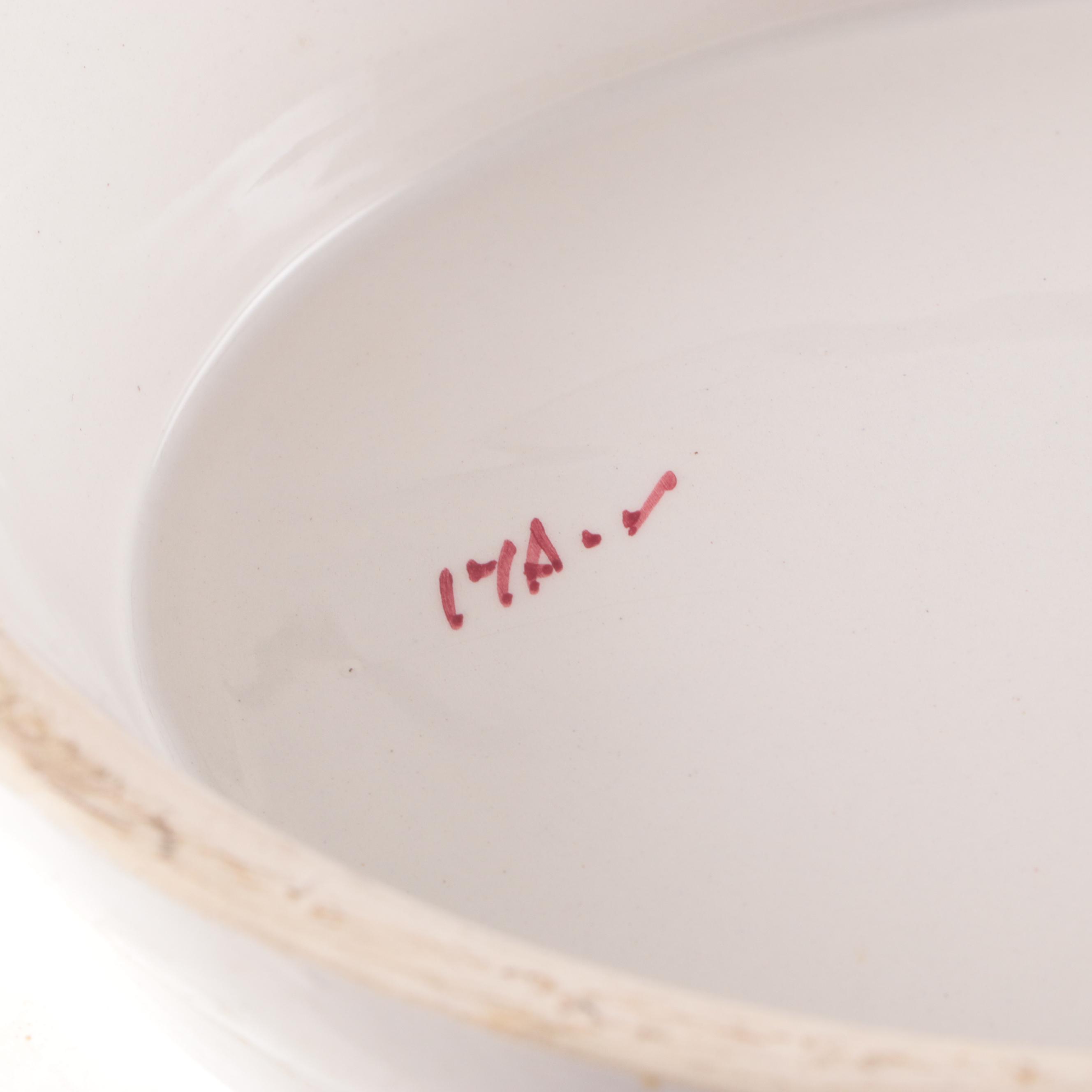 Ceramic Spittoon with Painted Snowy Scene and More