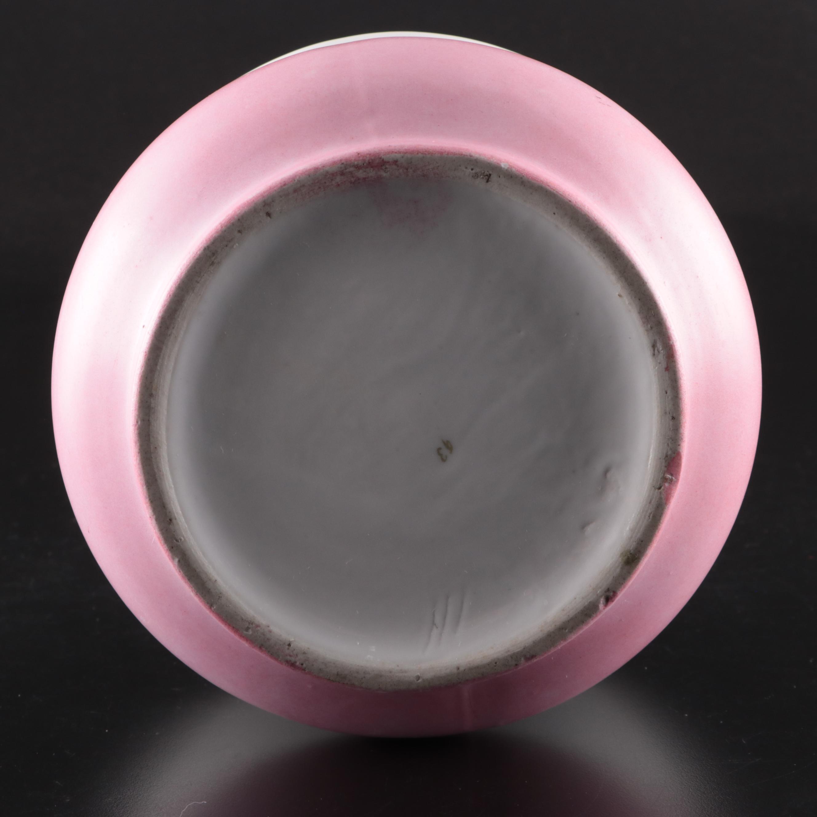 Ceramic Spittoon with Painted Snowy Scene and More