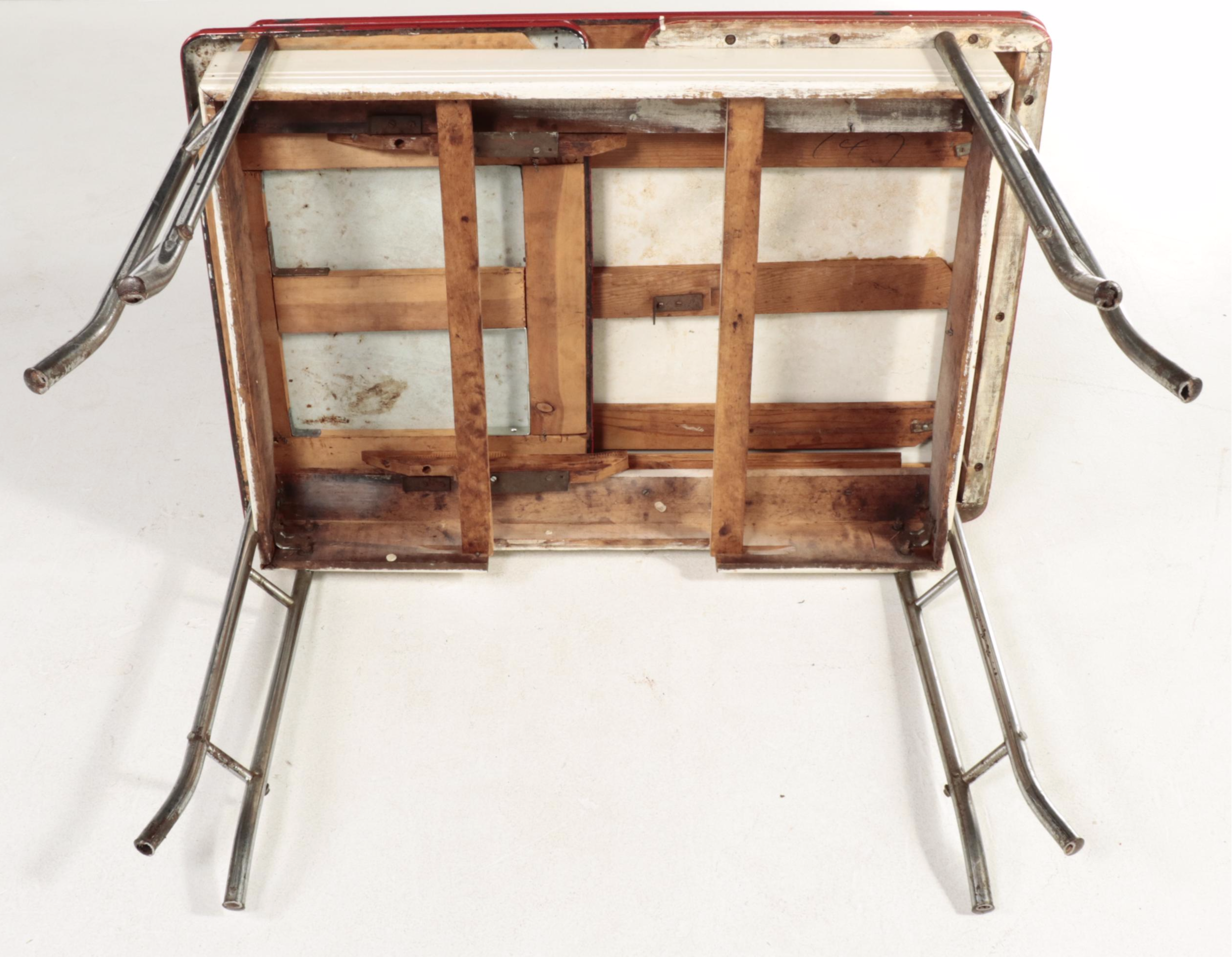 Enameled Top and Chromed Metal Draw Leaf Dining Table, 1950s