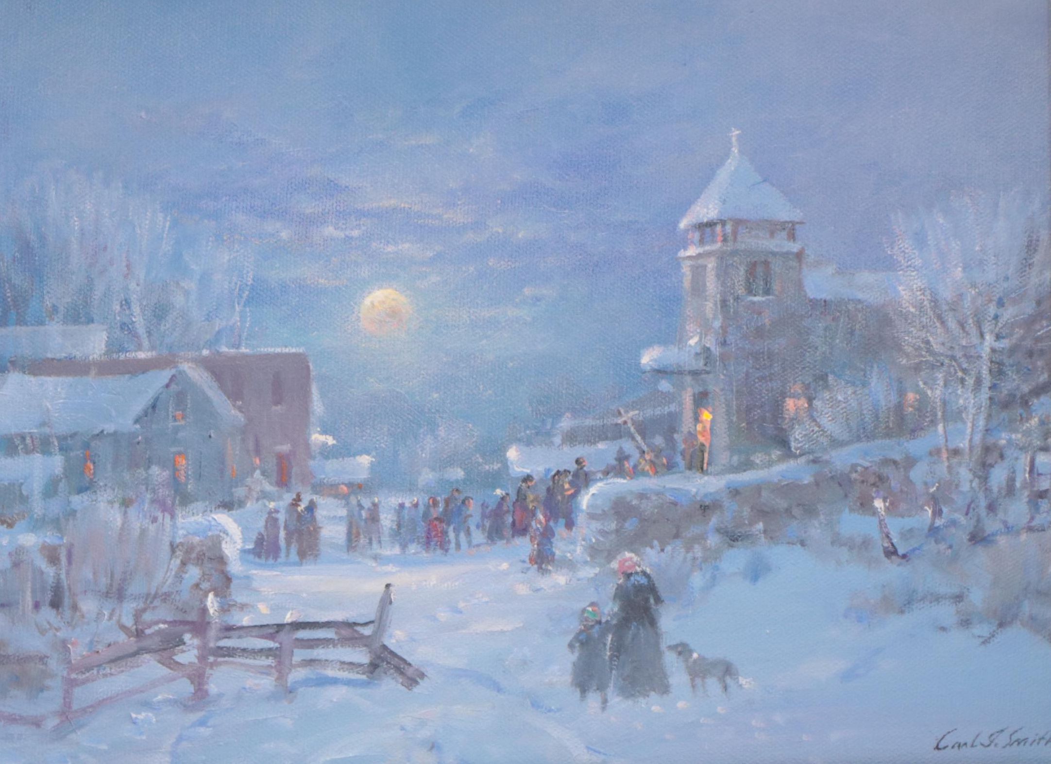 Carl J. Smith Landscape Oil Painting "Cathedral Procession," Mid-20th Century