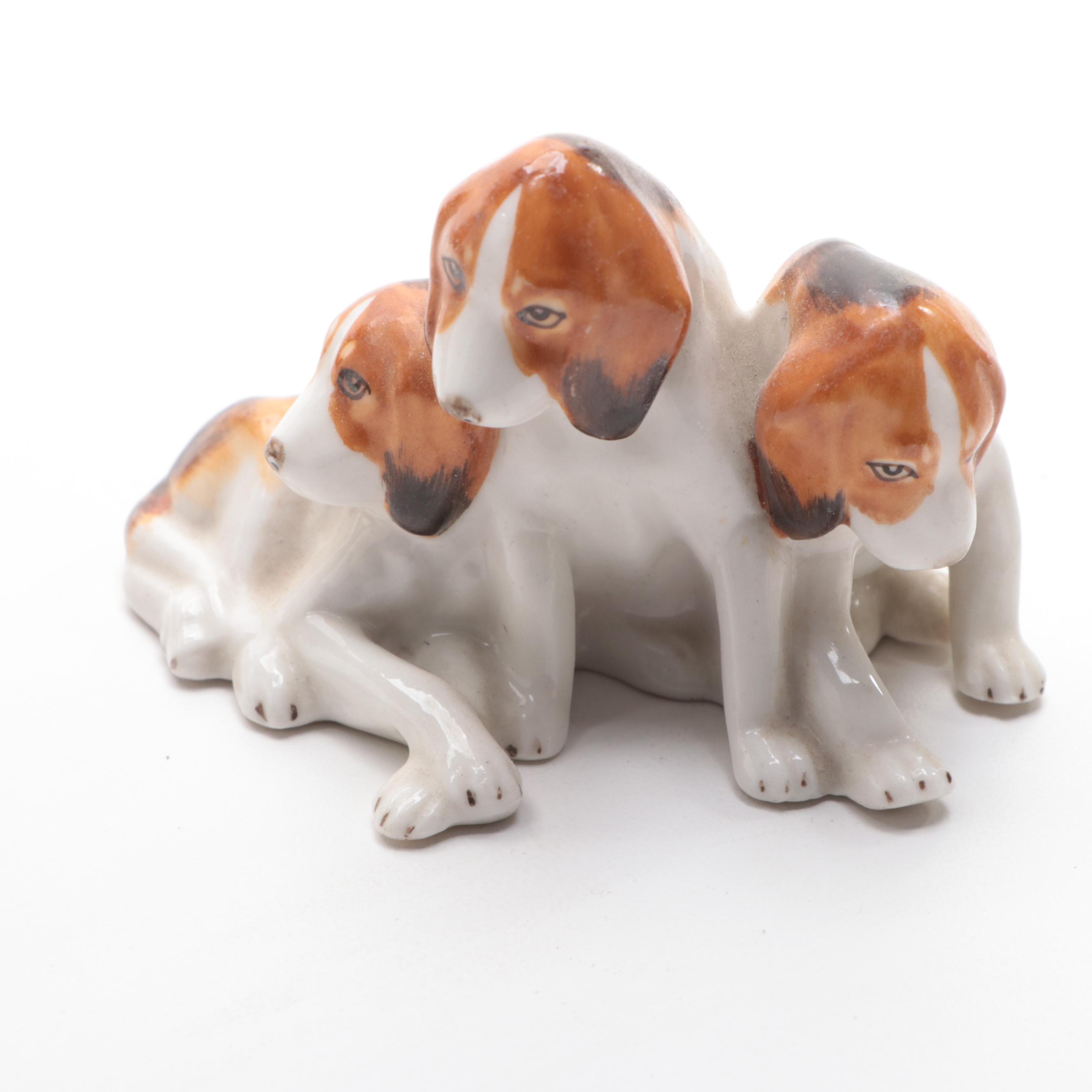 Hokutosha with Other Porcelain and Bone China Dog Figurines, Mid to Late 20th C.