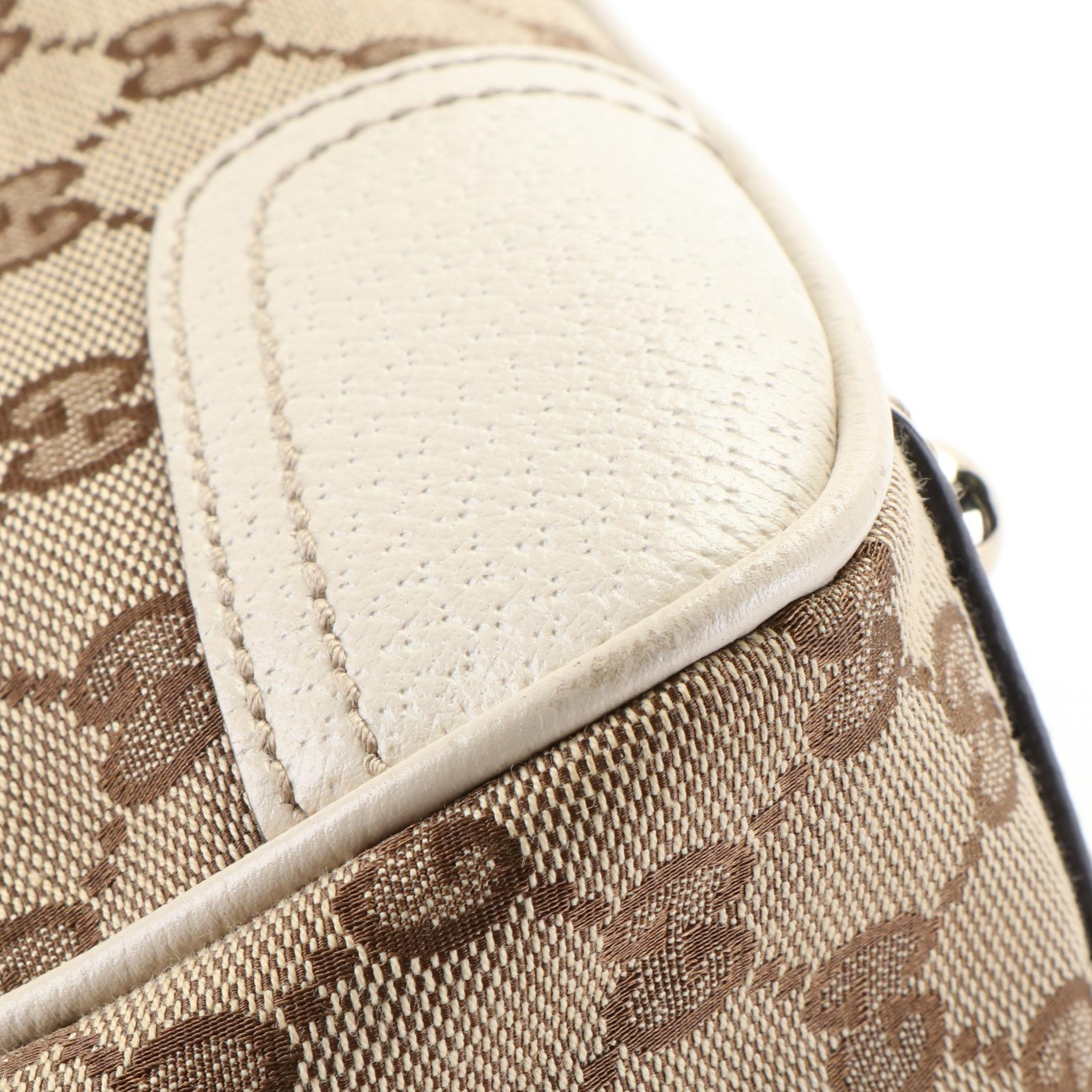 Gucci GG Princy Boston Small Handbag in GG Canvas and Cinghiale Leather