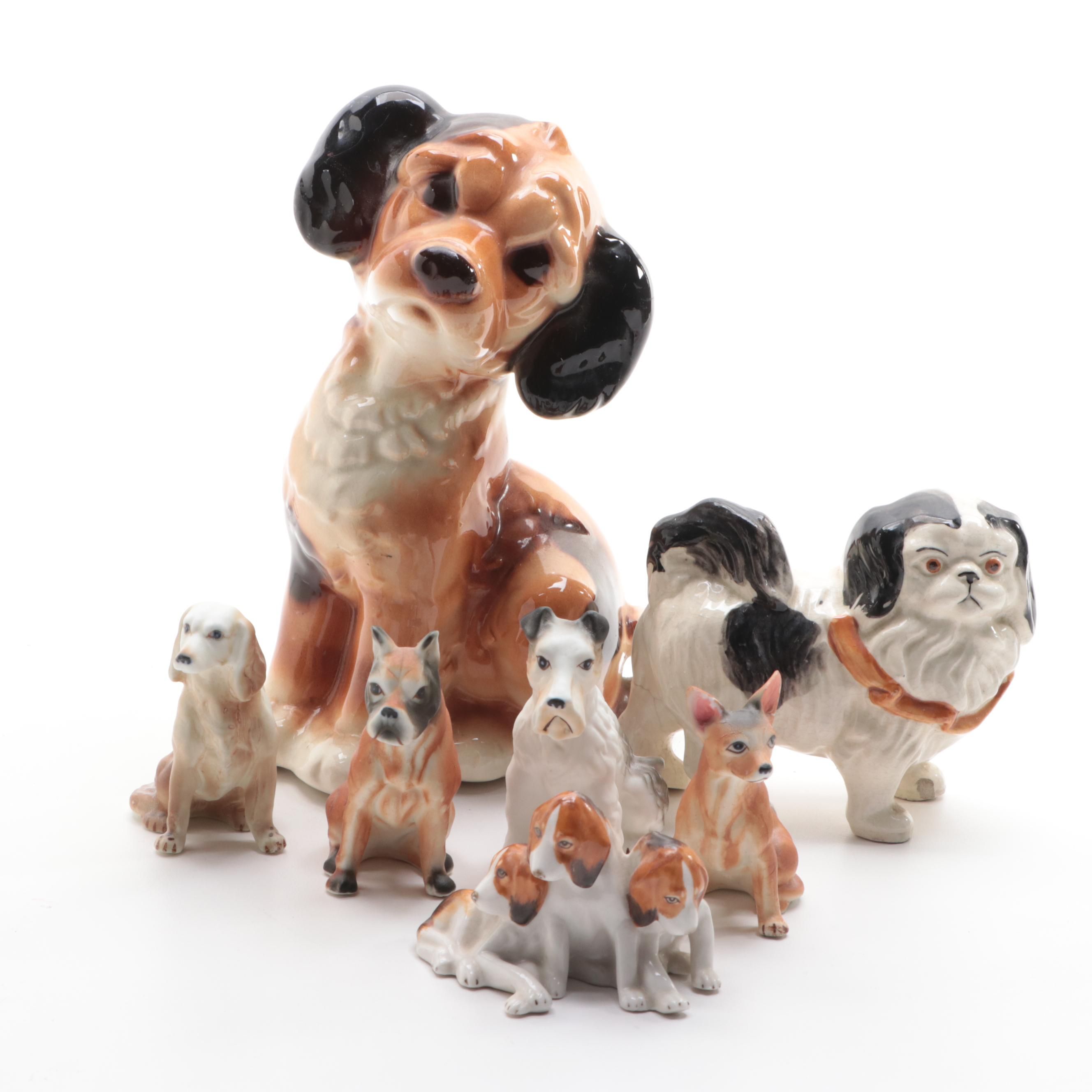 Hokutosha with Other Porcelain and Bone China Dog Figurines, Mid to Late 20th C.