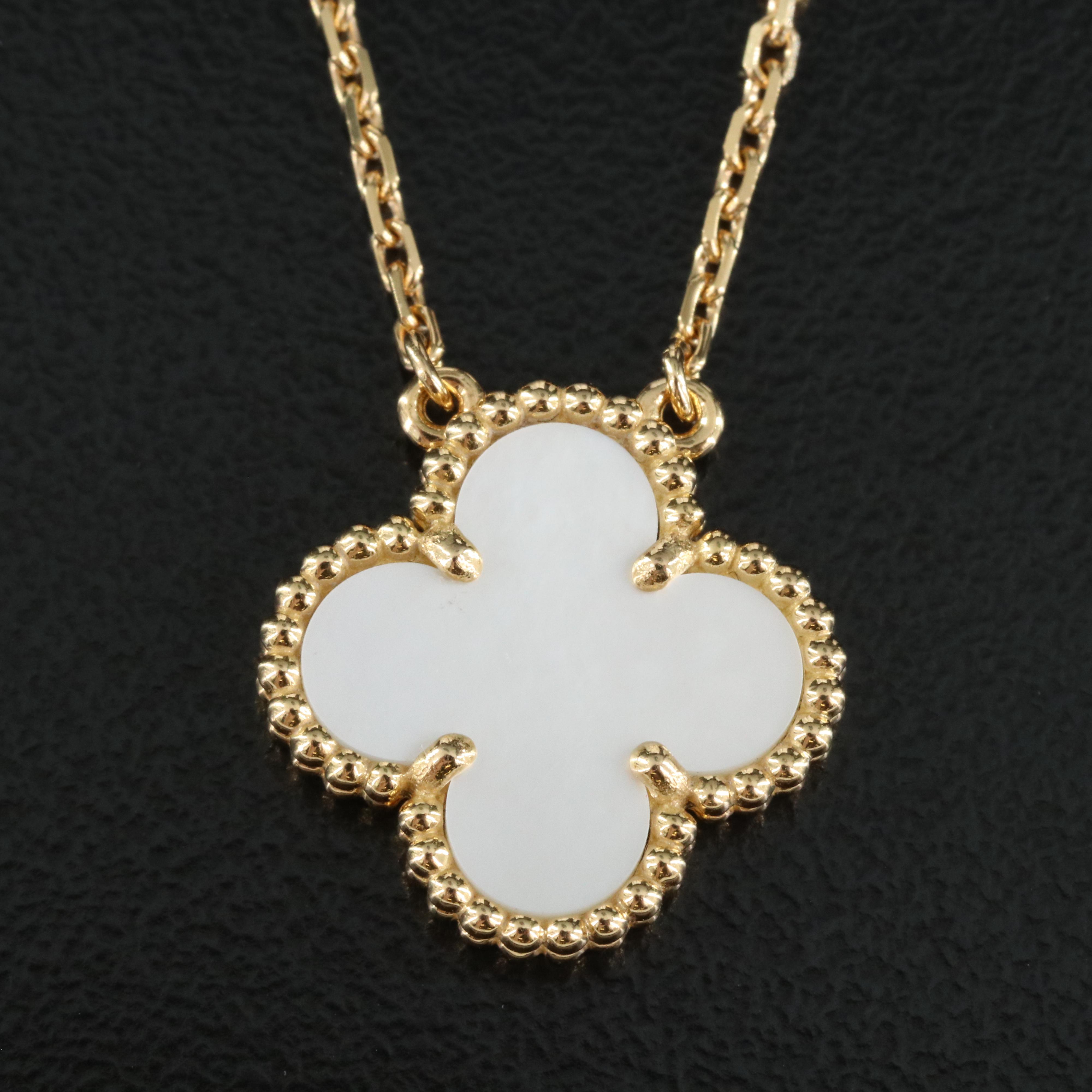 Van Cleef & Arpels "Alhambra" 18K Shell Quatrefoil Necklace EBTH