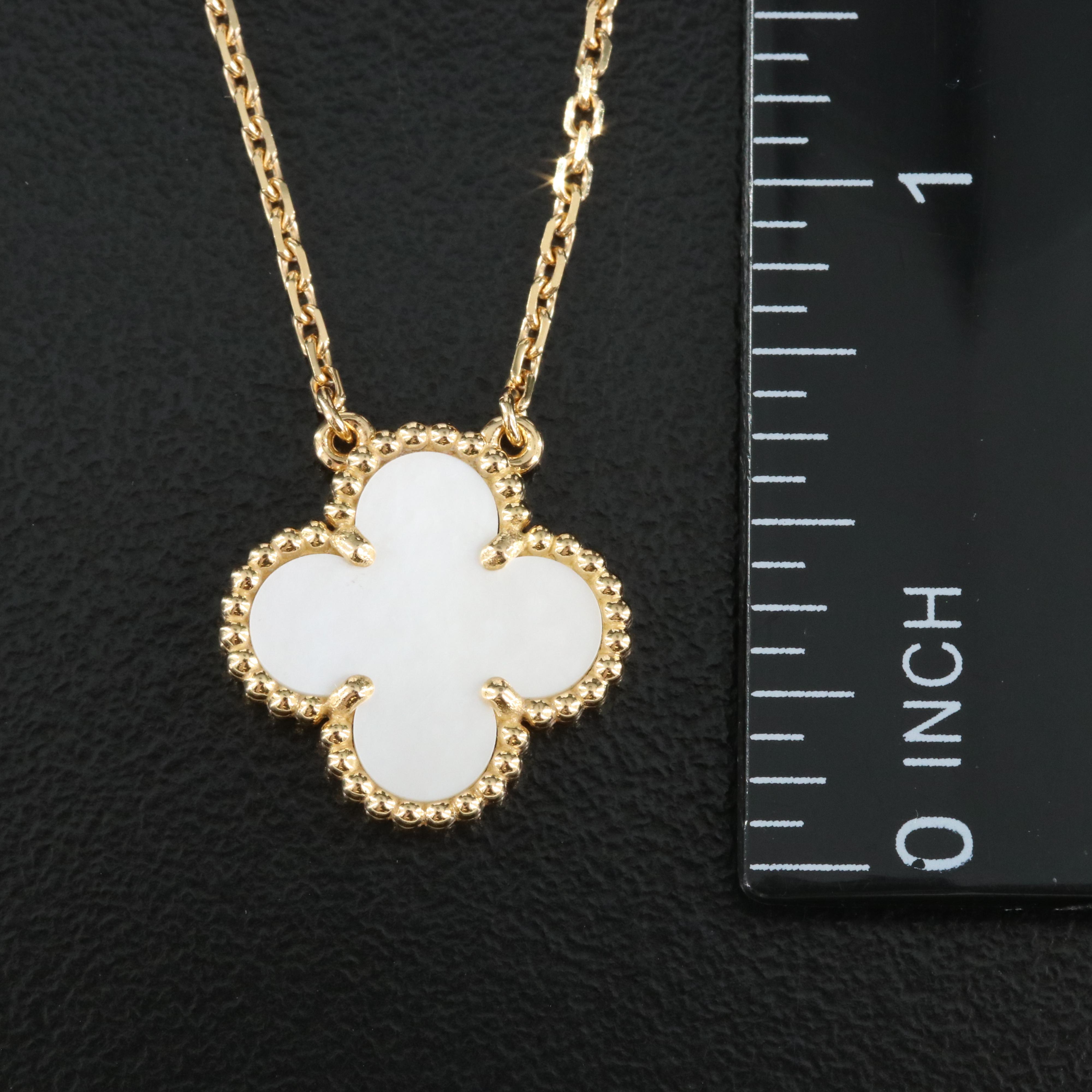 Van Cleef & Arpels "Alhambra" 18K Shell Quatrefoil Necklace EBTH