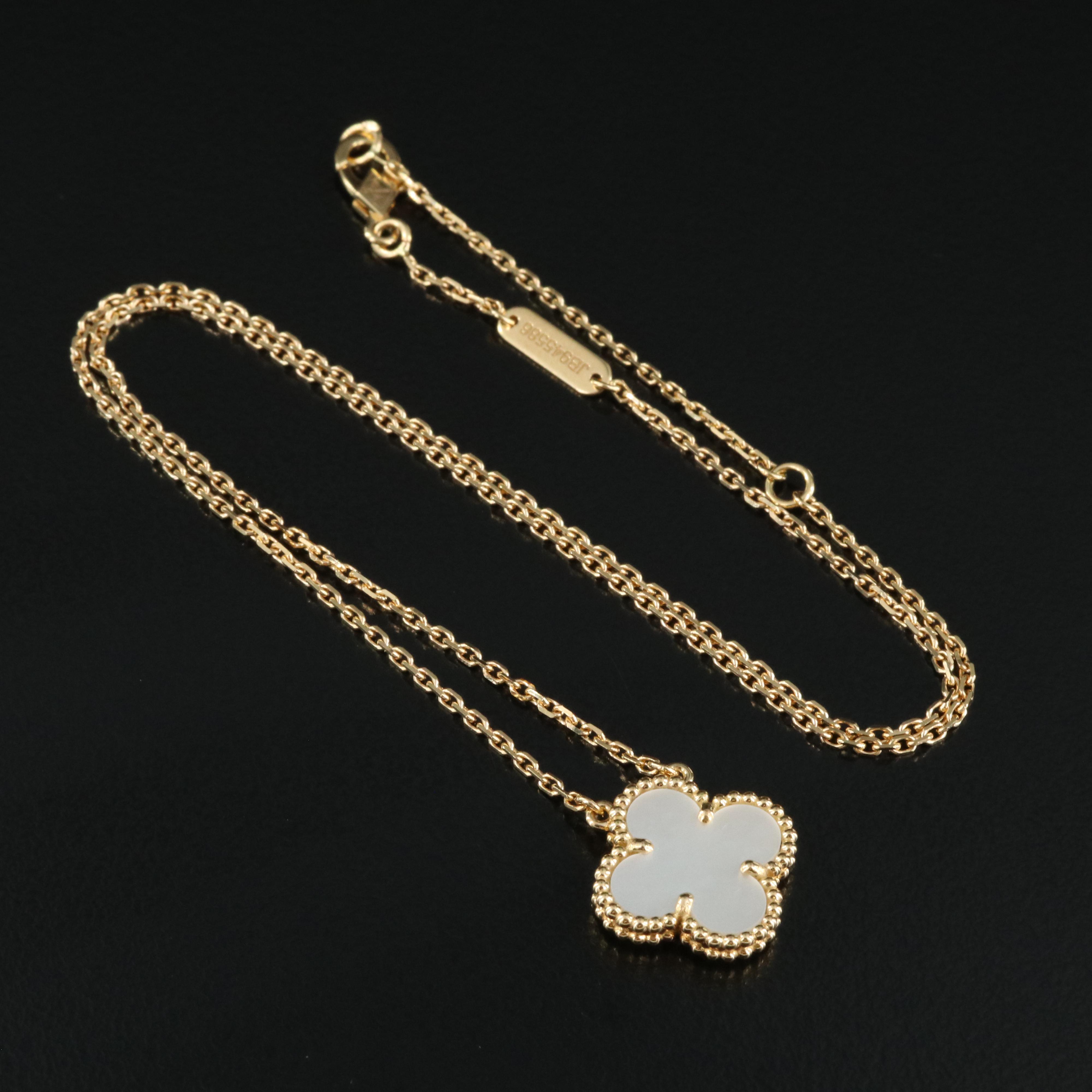 Van Cleef & Arpels "Alhambra" 18K Shell Quatrefoil Necklace EBTH