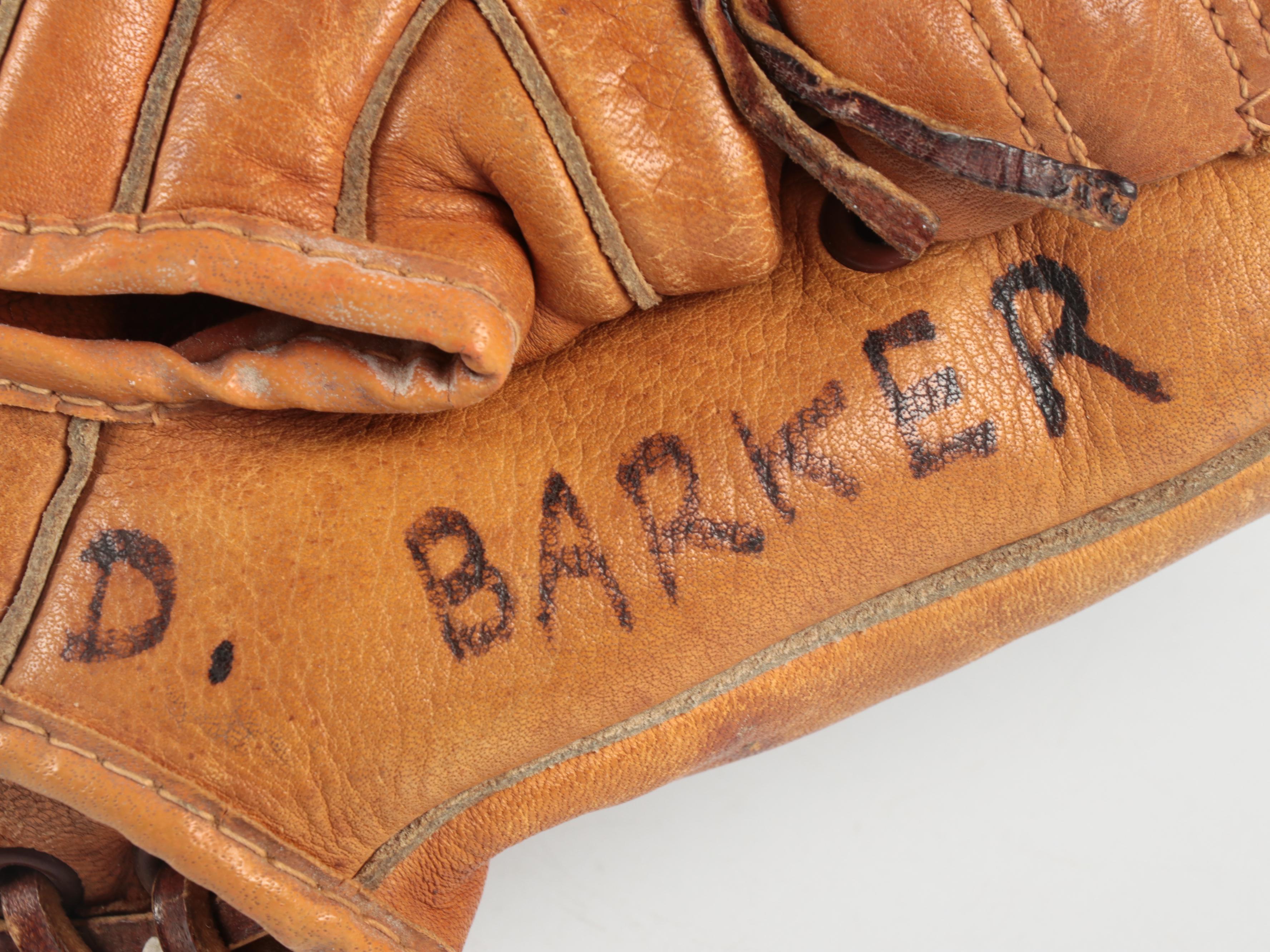 Gus Bell Signed Baseball Glove and Cincinnati Reds Display in Matted Frame