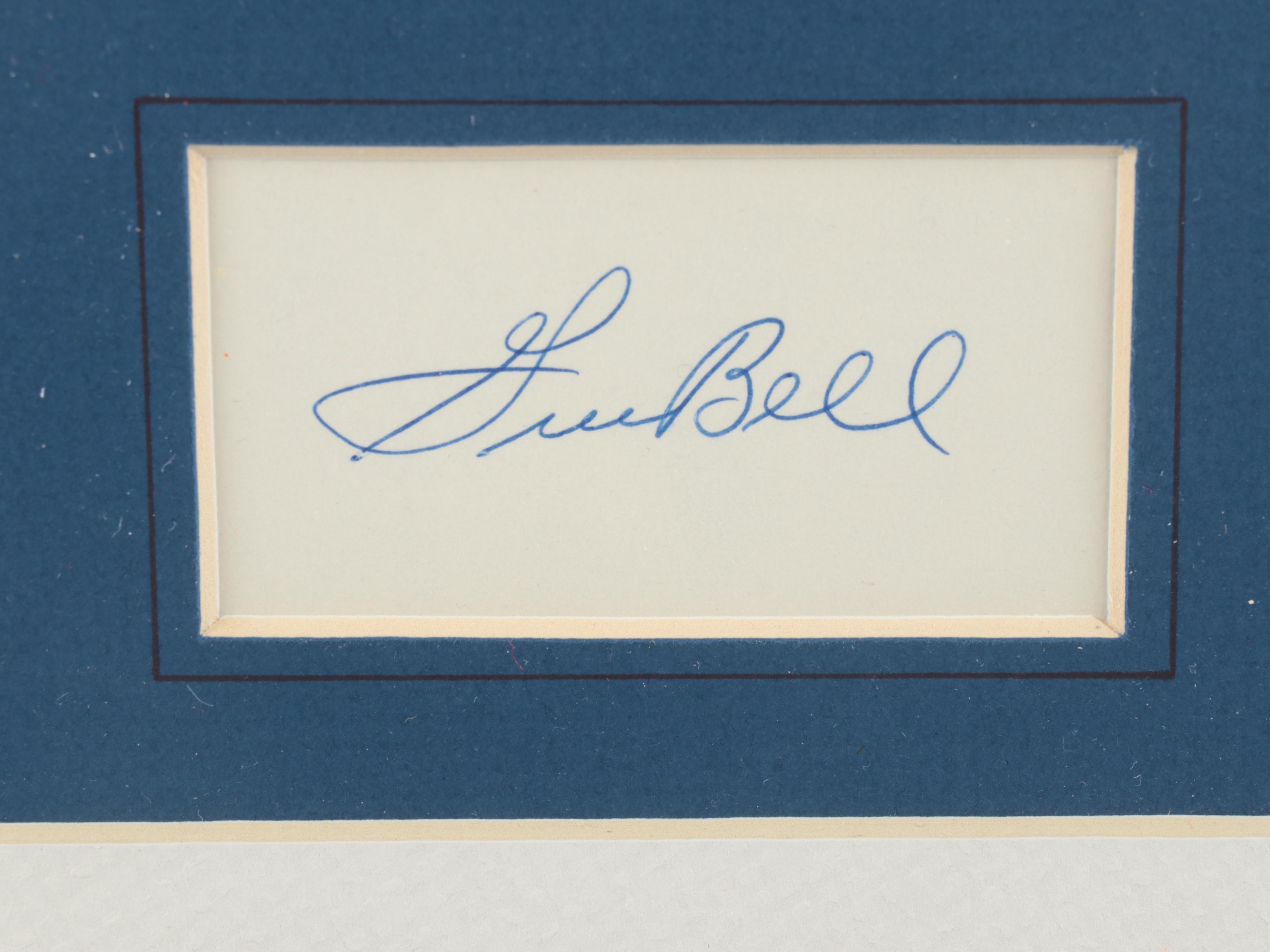 Gus Bell Signed Baseball Glove and Cincinnati Reds Display in Matted Frame